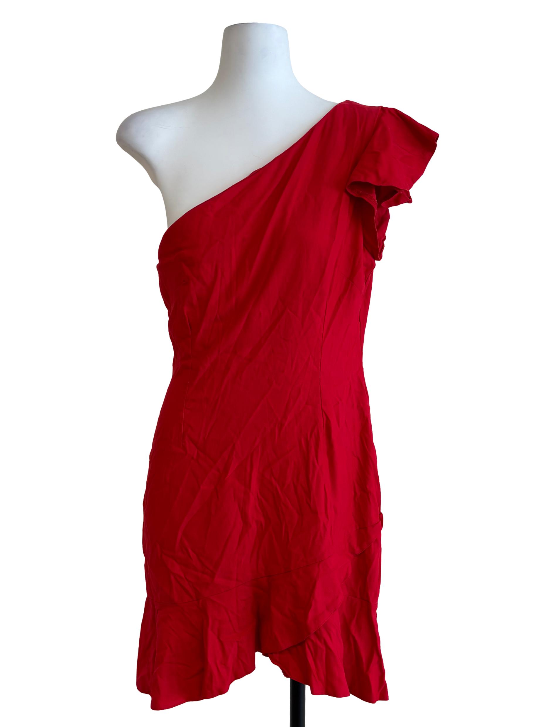 Apple Red One Shoulder Sheath Dress