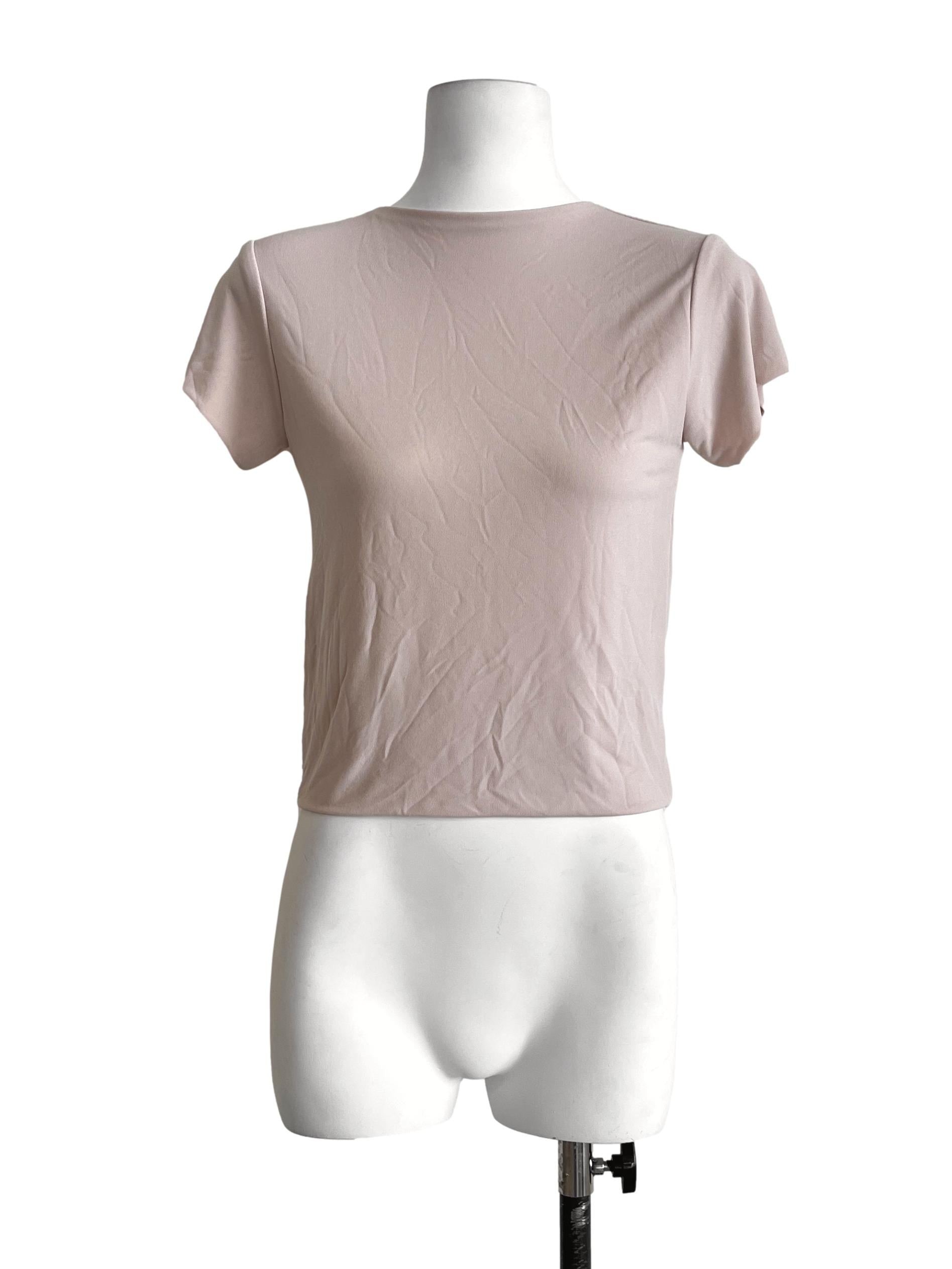 Champagne Brown Halter Short Sleeve Top