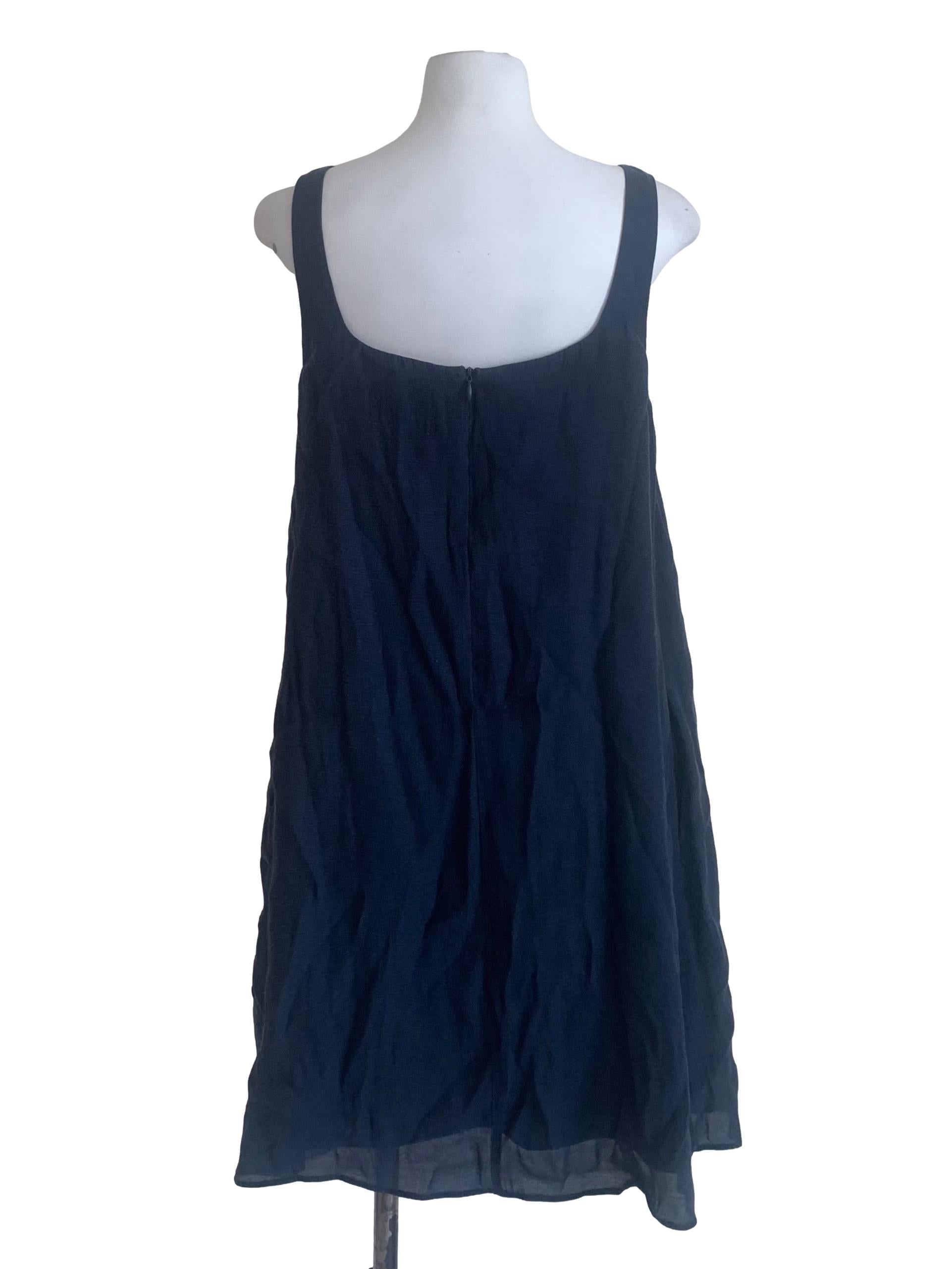 Navy Textured Mini Swing Dress OSN
