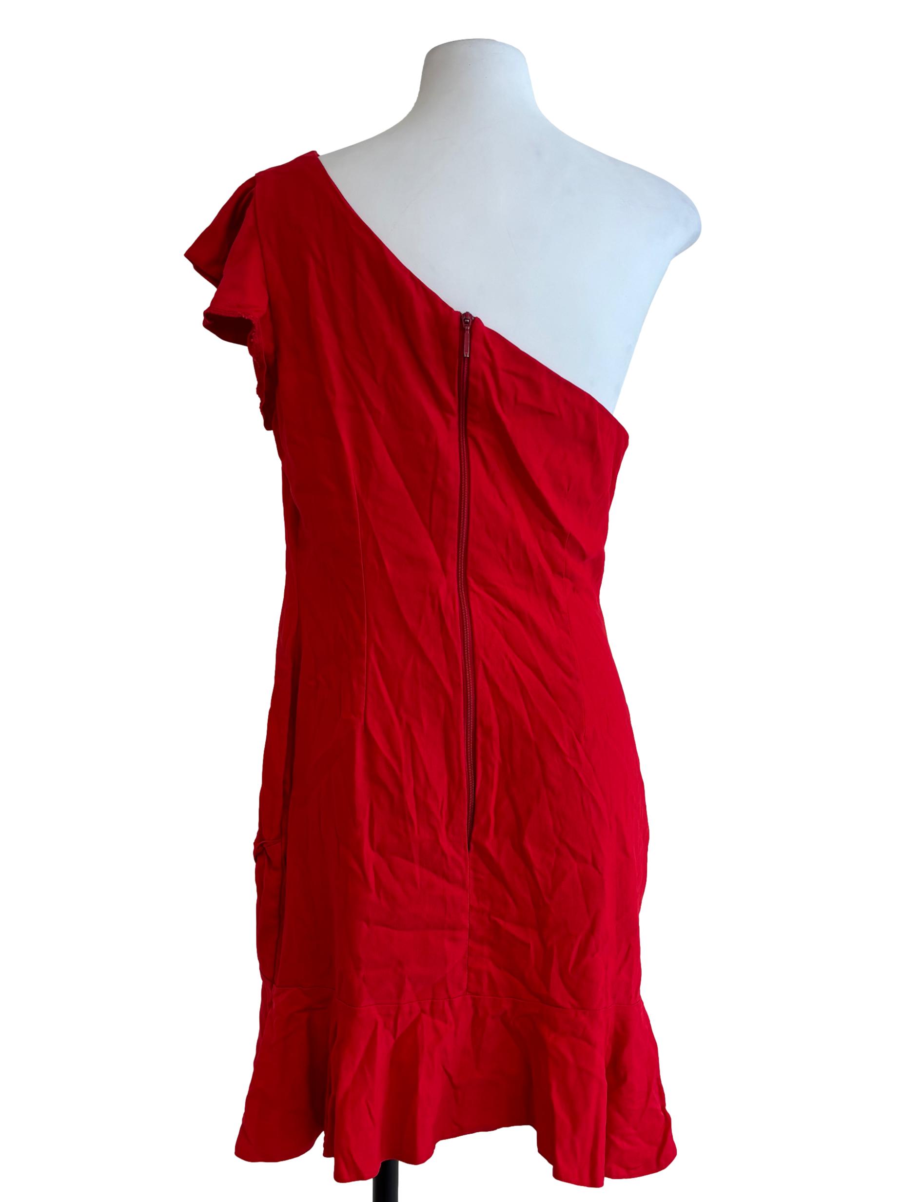 Apple Red One Shoulder Sheath Dress
