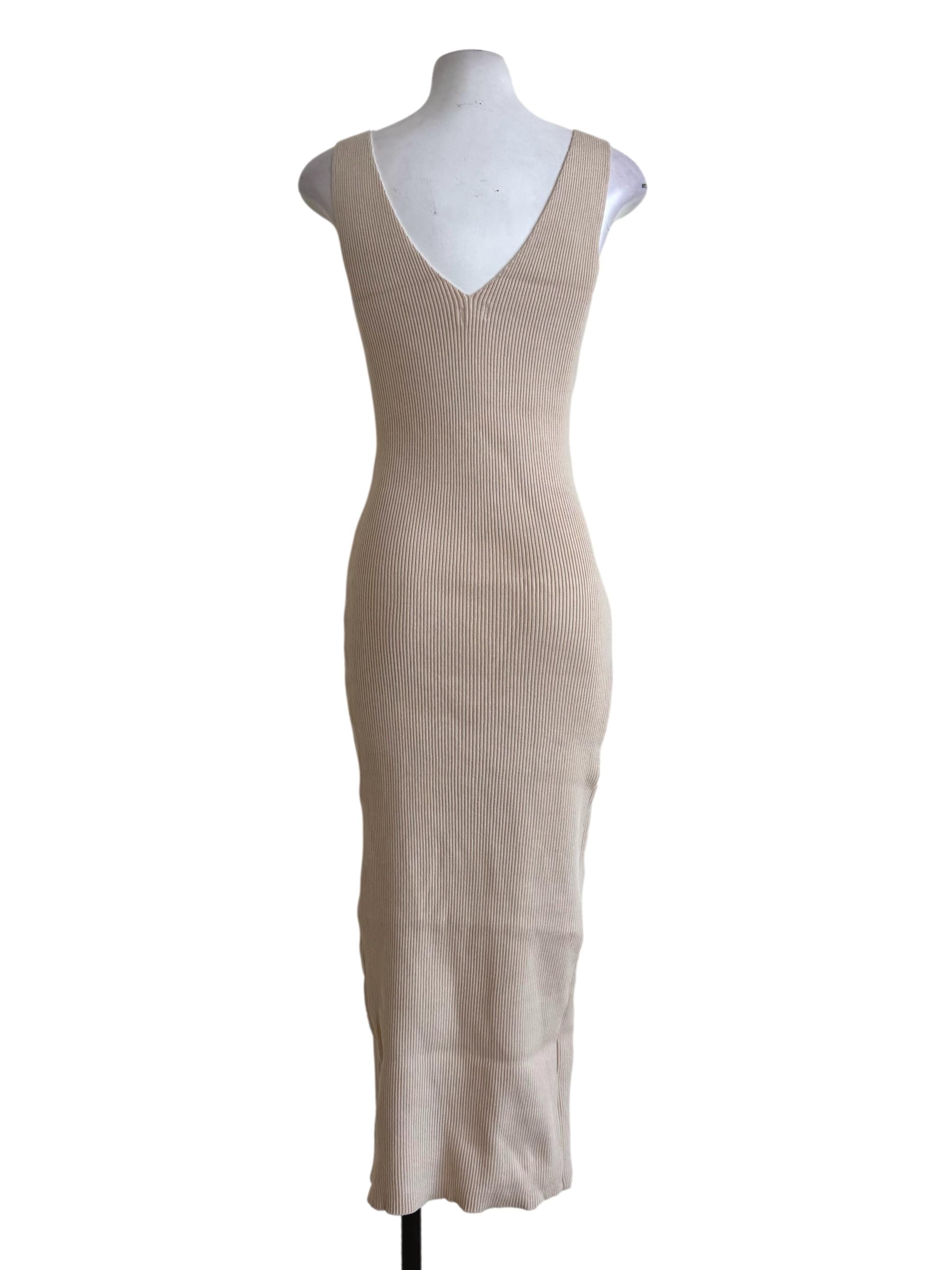 Sand Beige Knitted Bodycon Dress