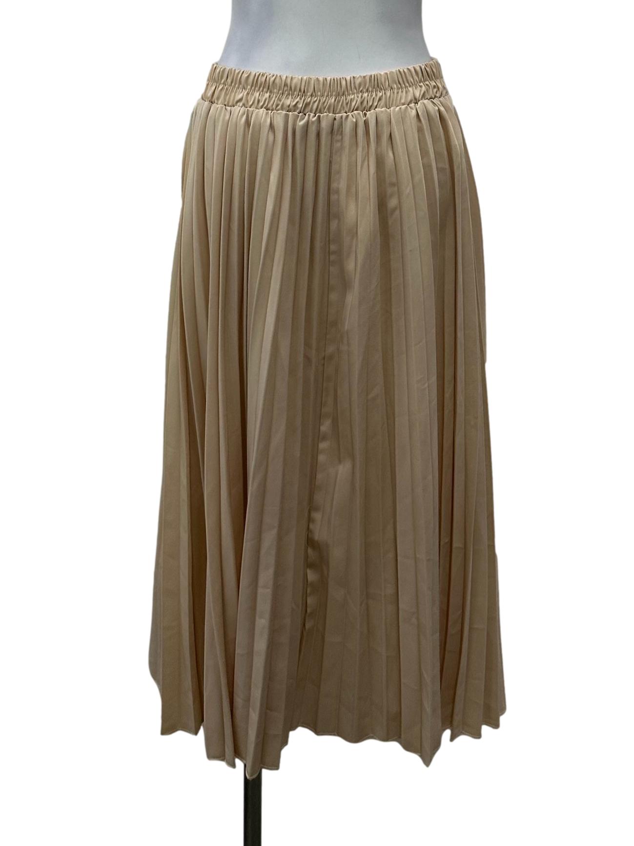 Cream Pleated Apron Skirt