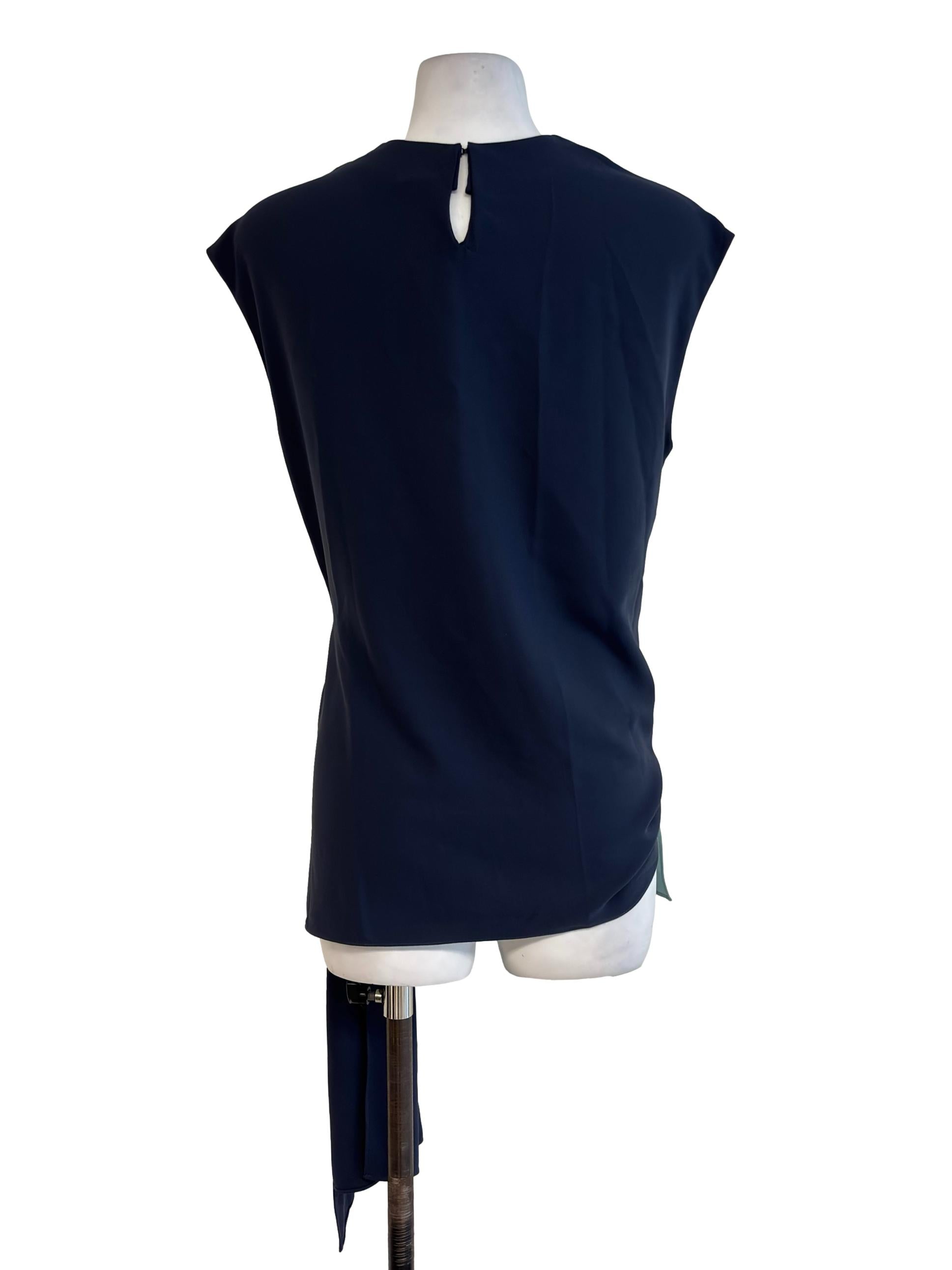 Mint & Blue Two Tone Drape Sleeveless Top