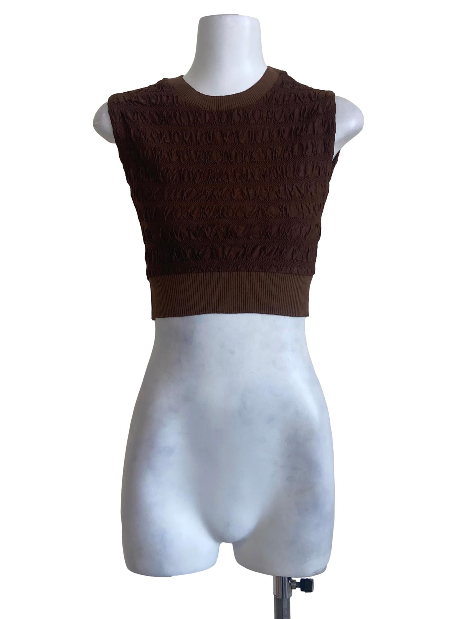 Cinnamon Brown Sleeveless Pegged Crop Top