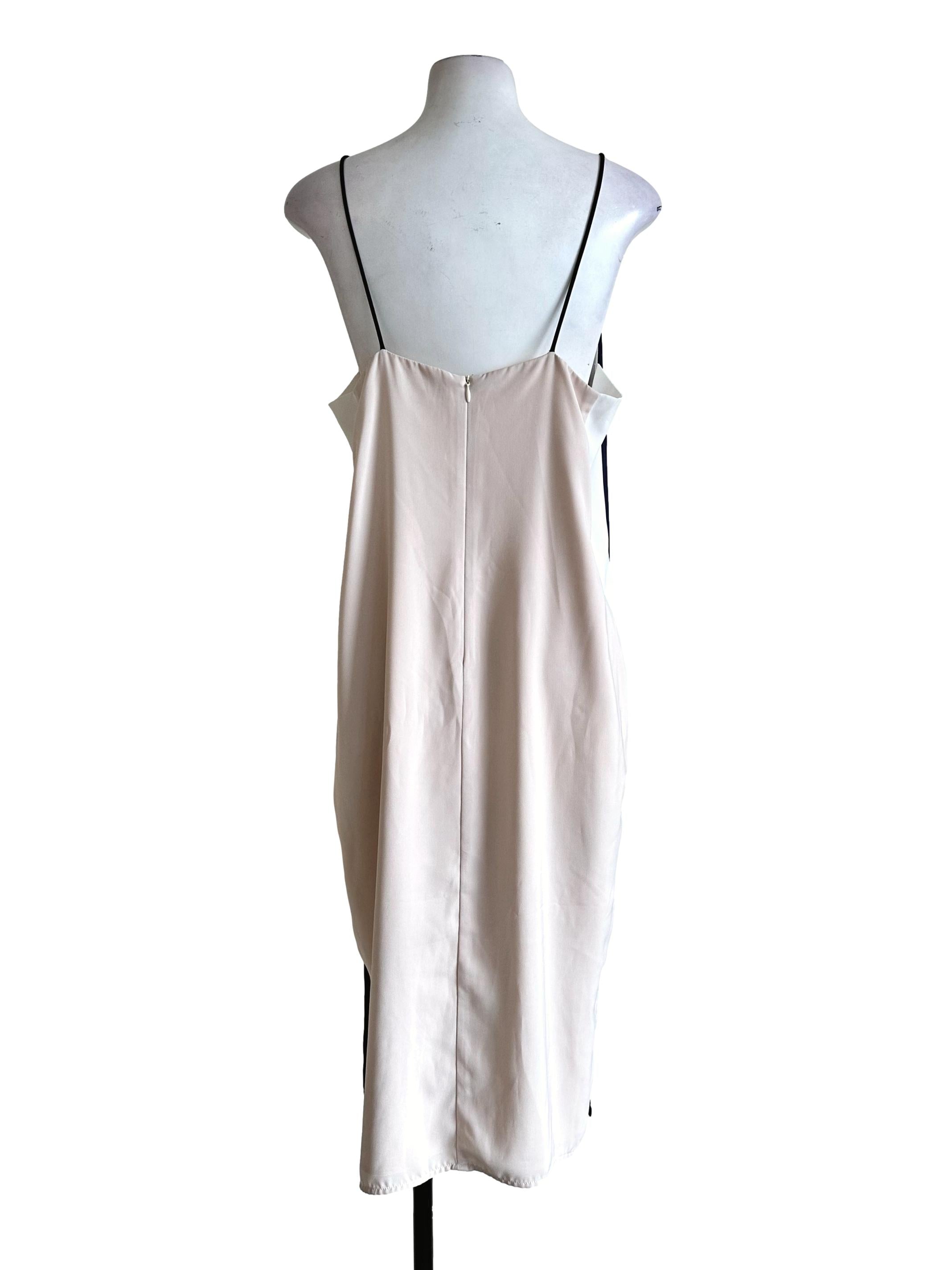 Navy Blue Colourblock Spaghetti Strap Midi Dress LB