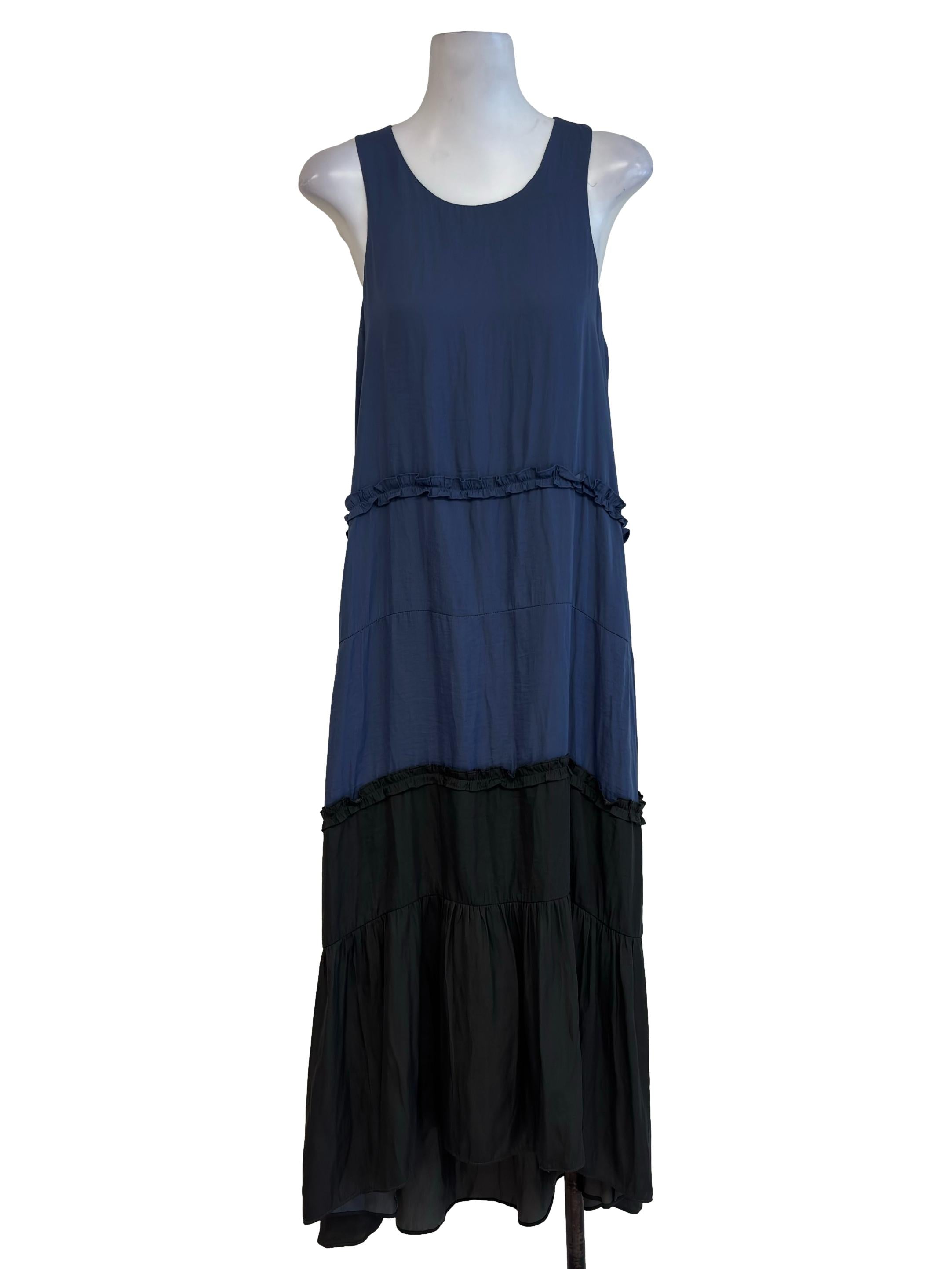 Ocean Blue Two Tone Layered Shift Dress