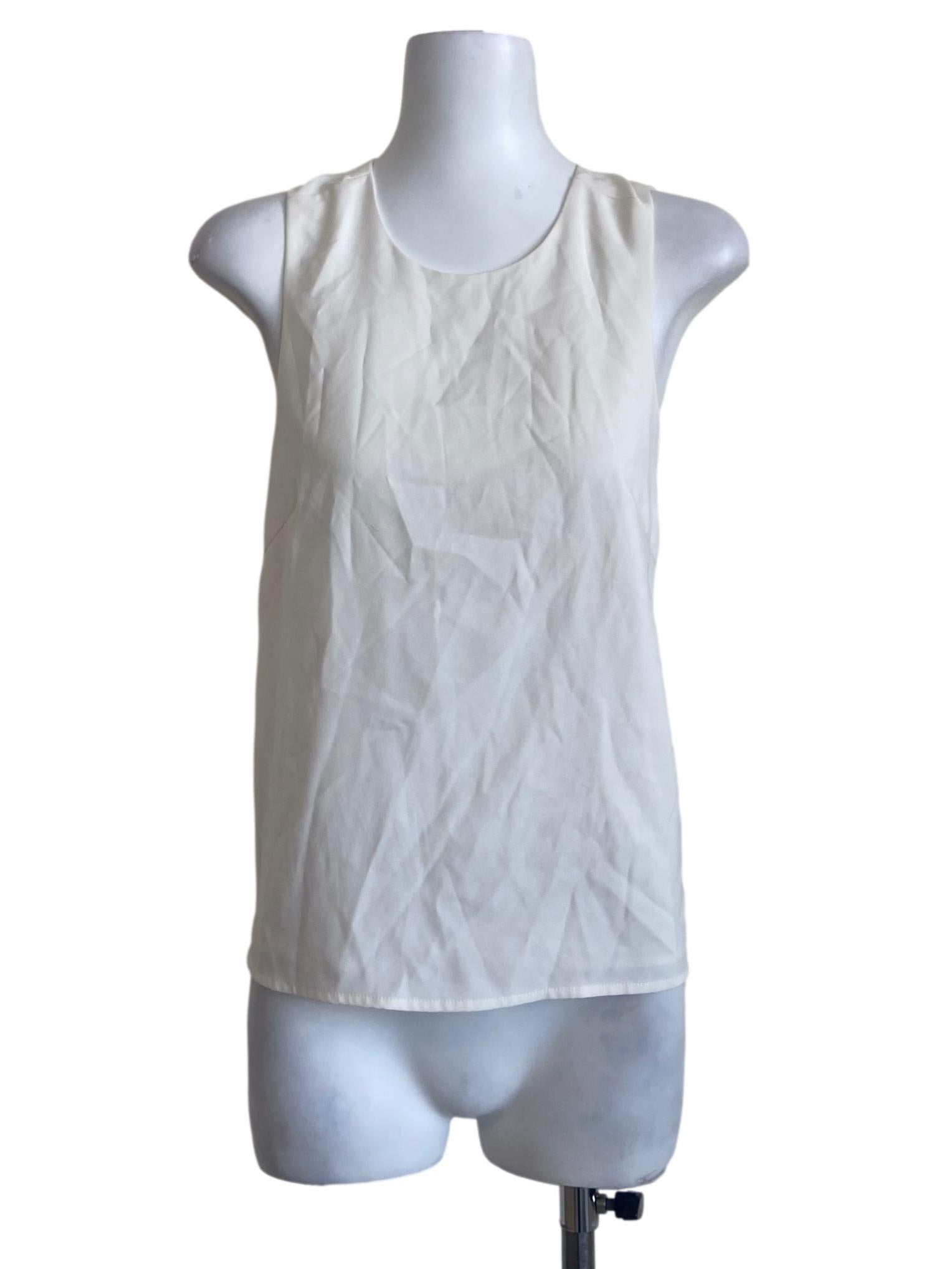 White Sleeveless Herringbone Top