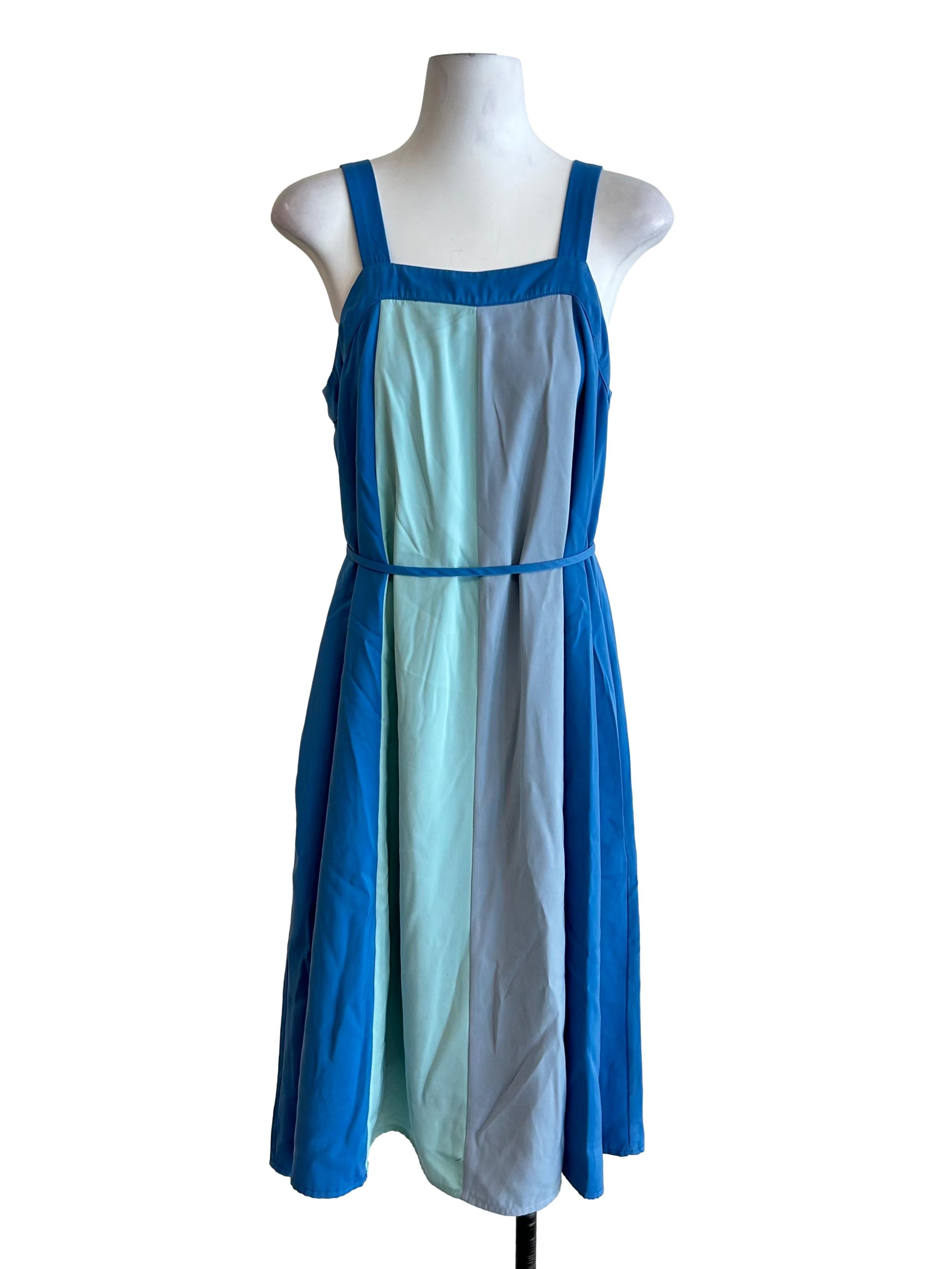 Multicolor Colorblock Belted Apron Dress