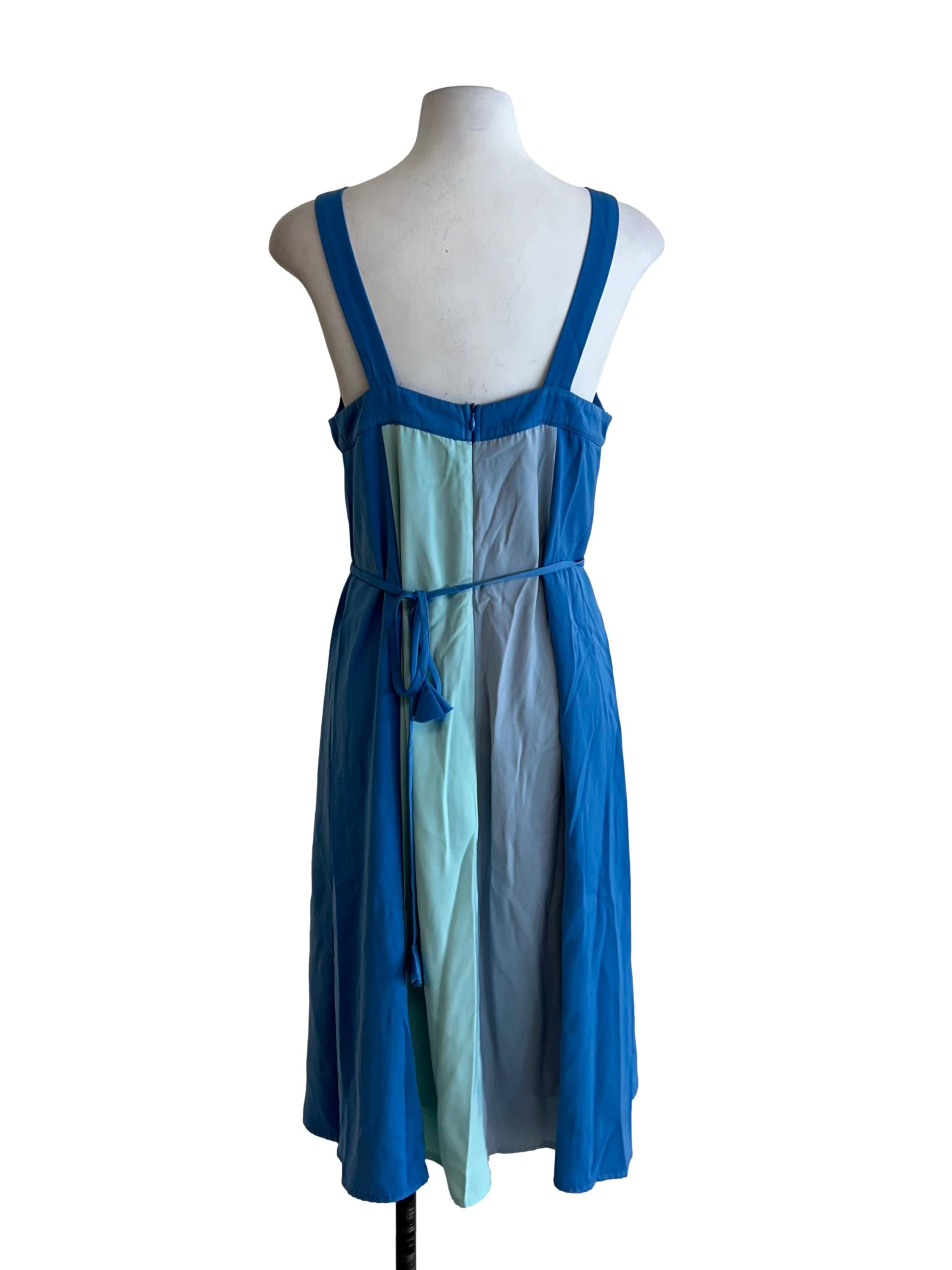 Multicolor Colorblock Belted Apron Dress