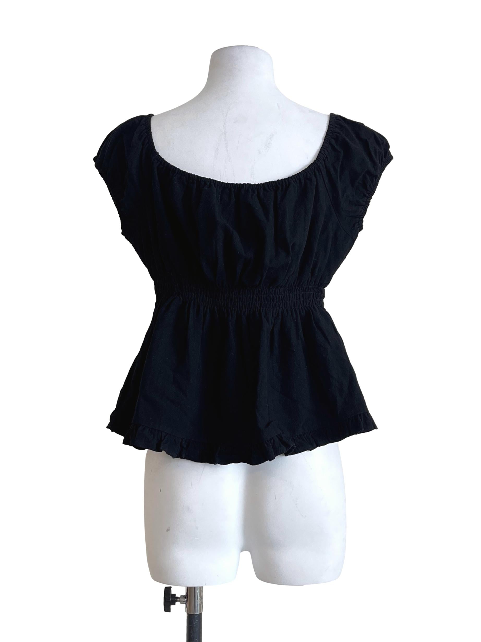 Ink Black Square Puff Sleeve Top