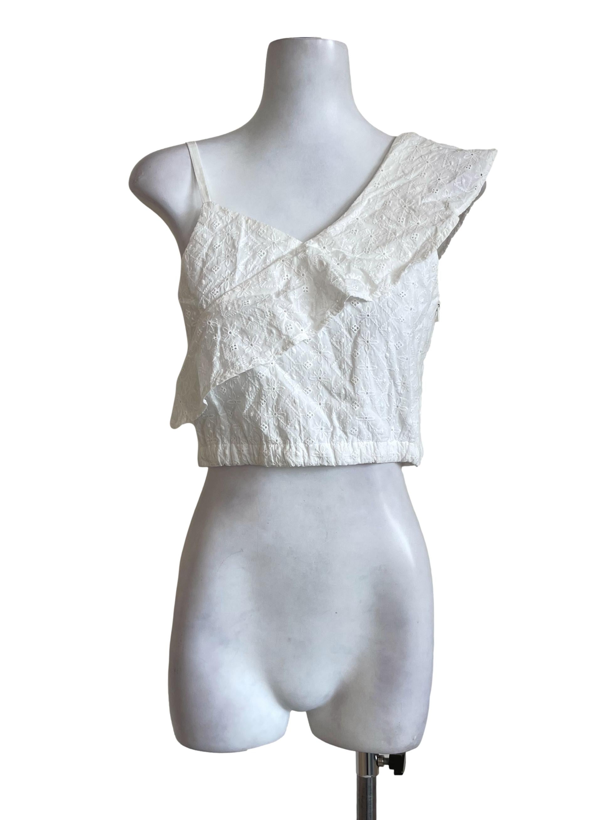 Off White Floral Cotton Eyelet Camisole TCL