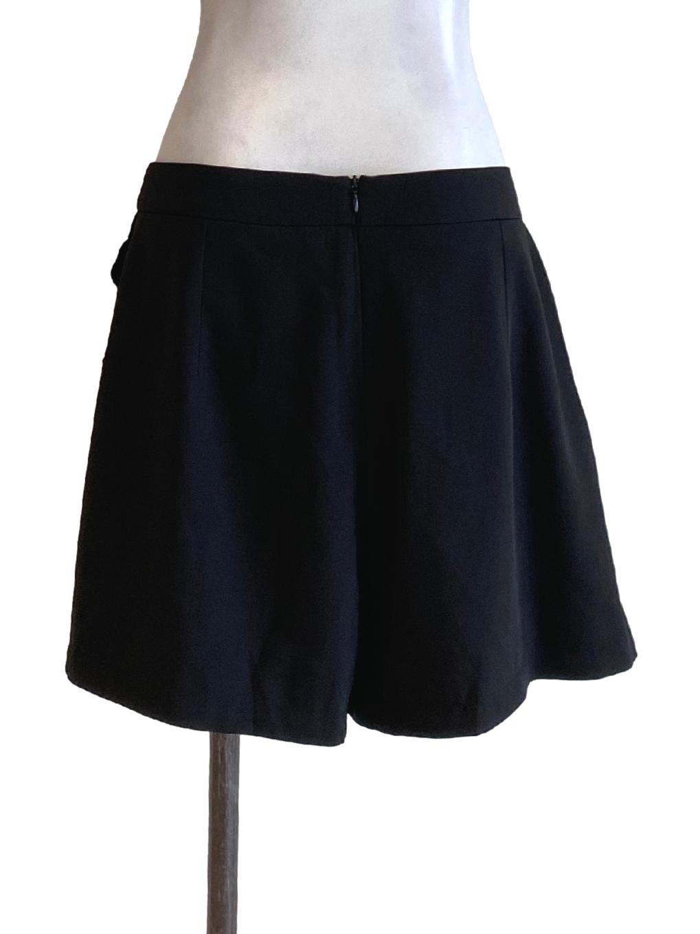 Ebony Black Ruffle Asymmetrical Mini Flowy Skort