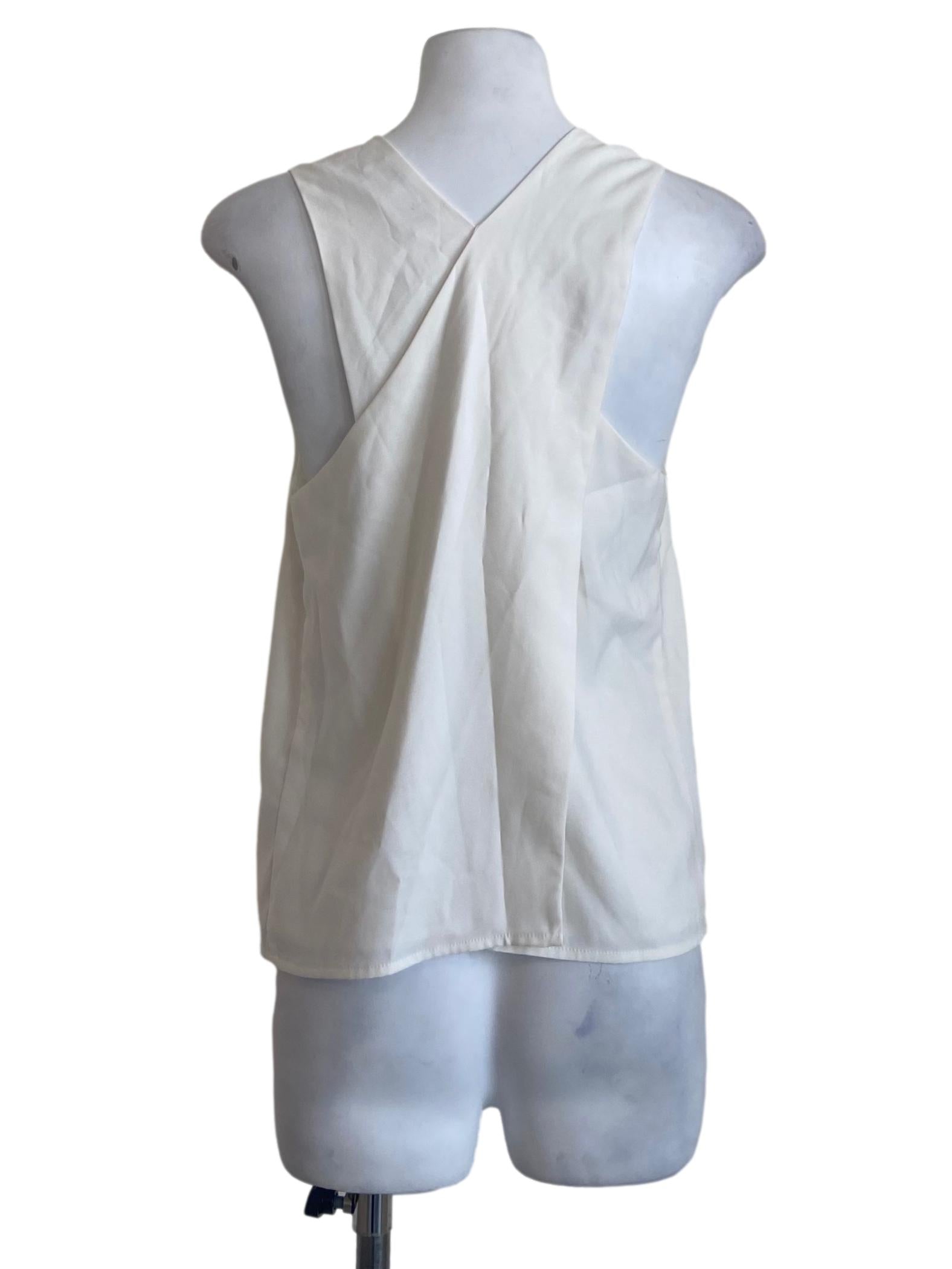 White Sleeveless Herringbone Top