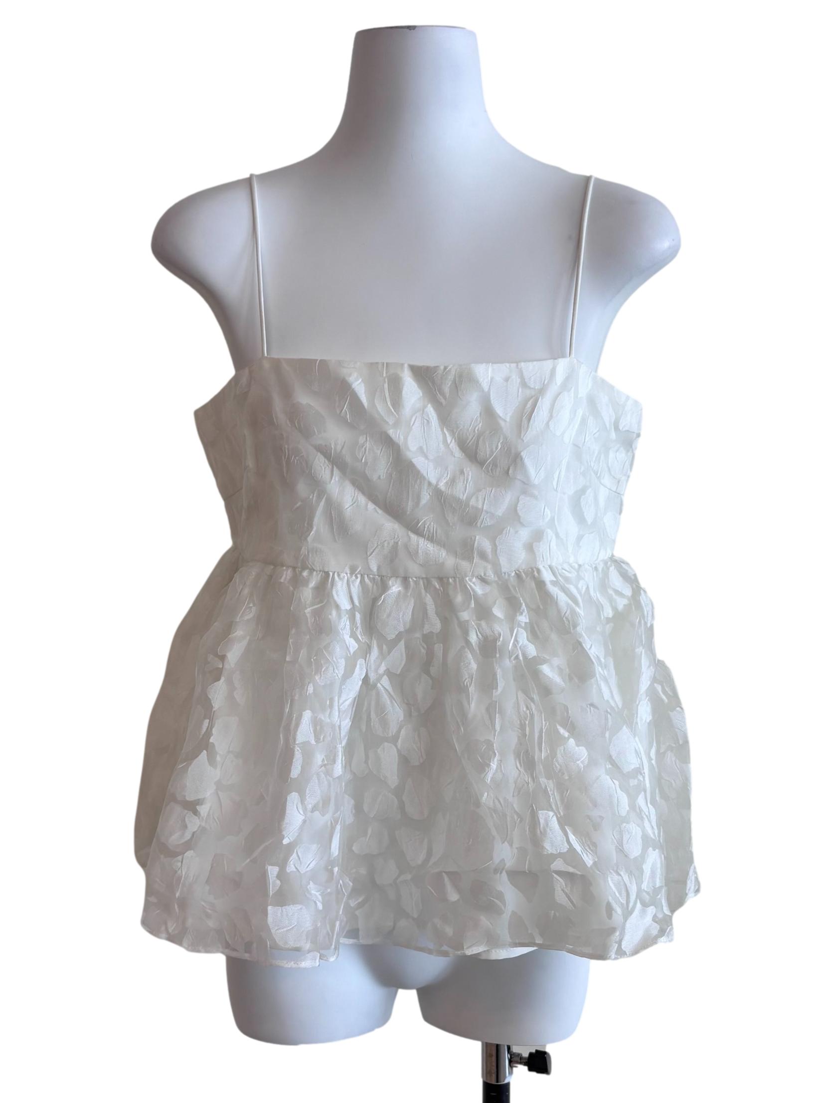 White Organza Spaghetti Strap Top