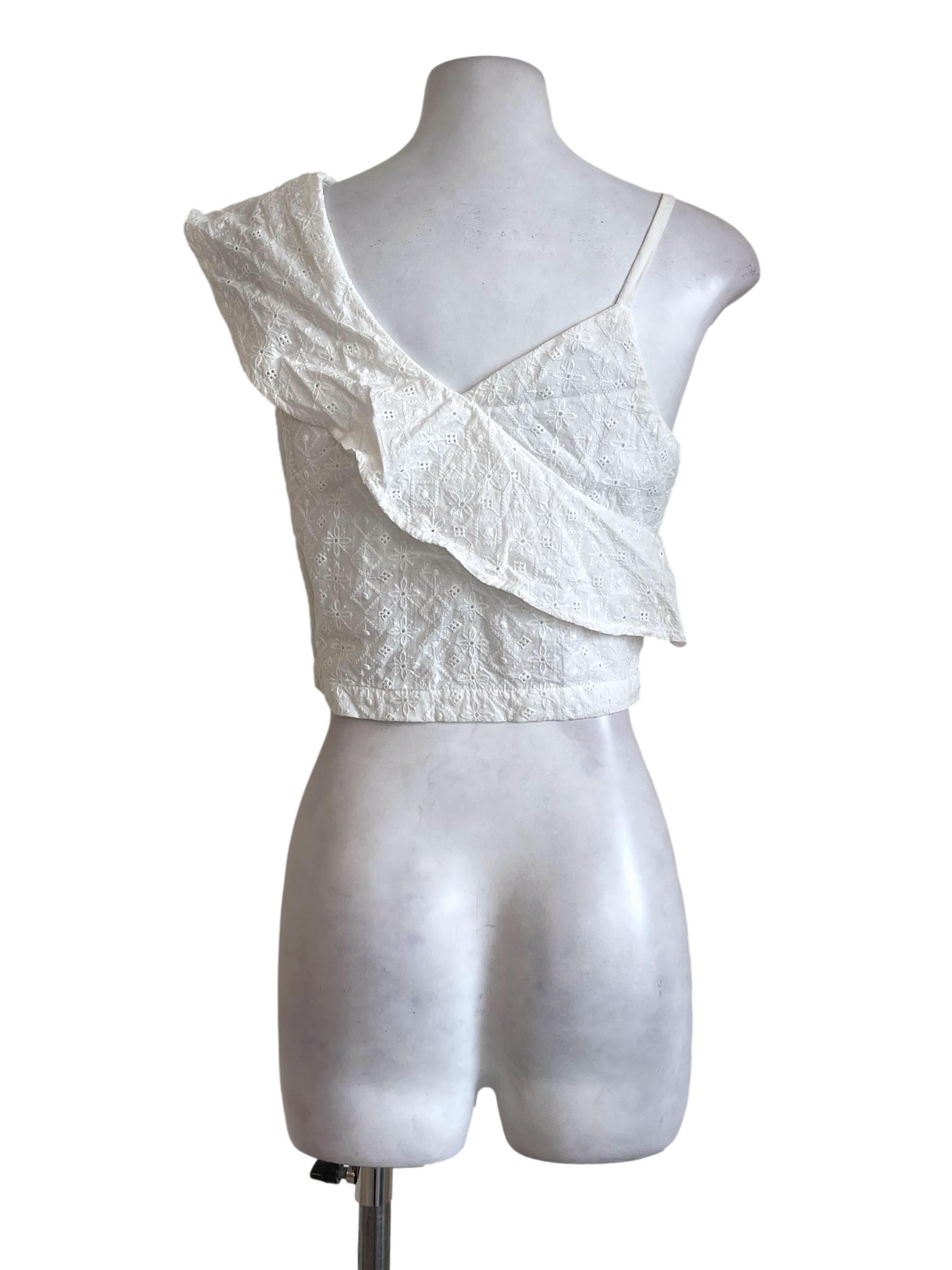 Off White Floral Cotton Eyelet Camisole TCL