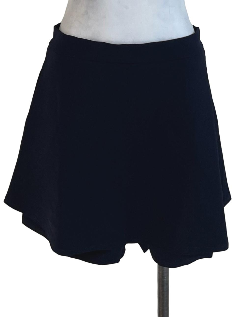 Navy Blue Plain A-Line Skorts