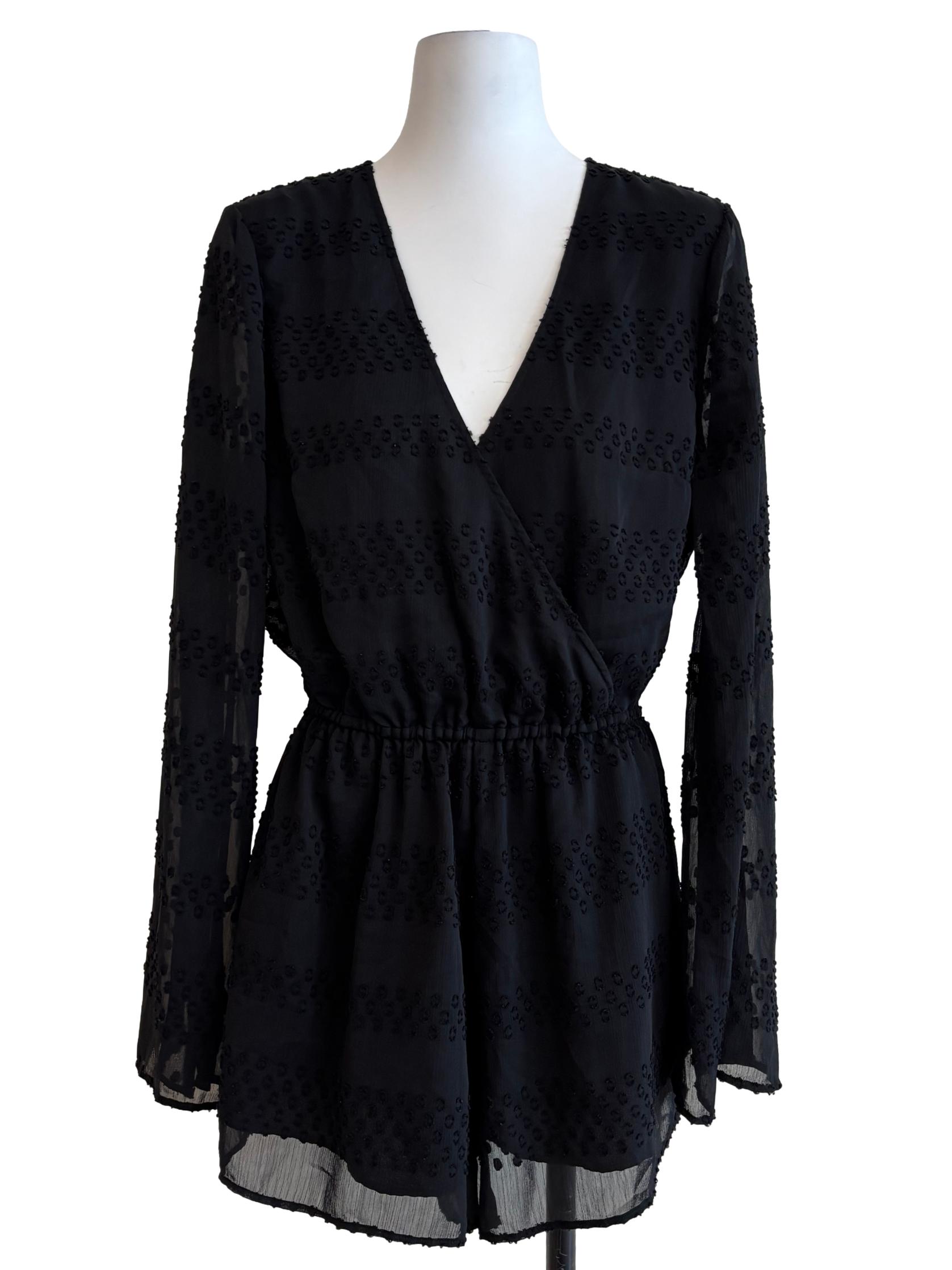 Onyx Black Textured Romper