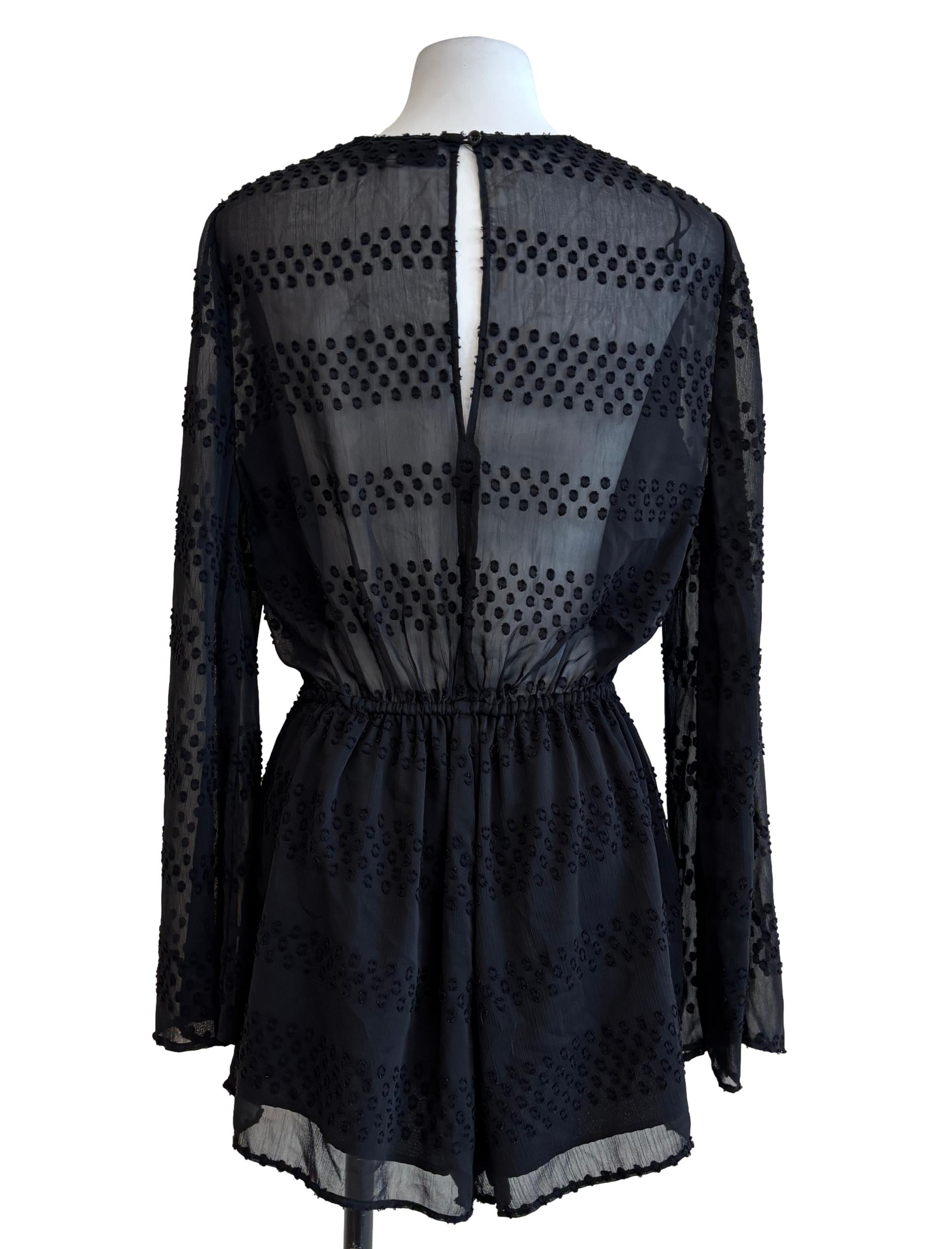 Onyx Black Textured Romper