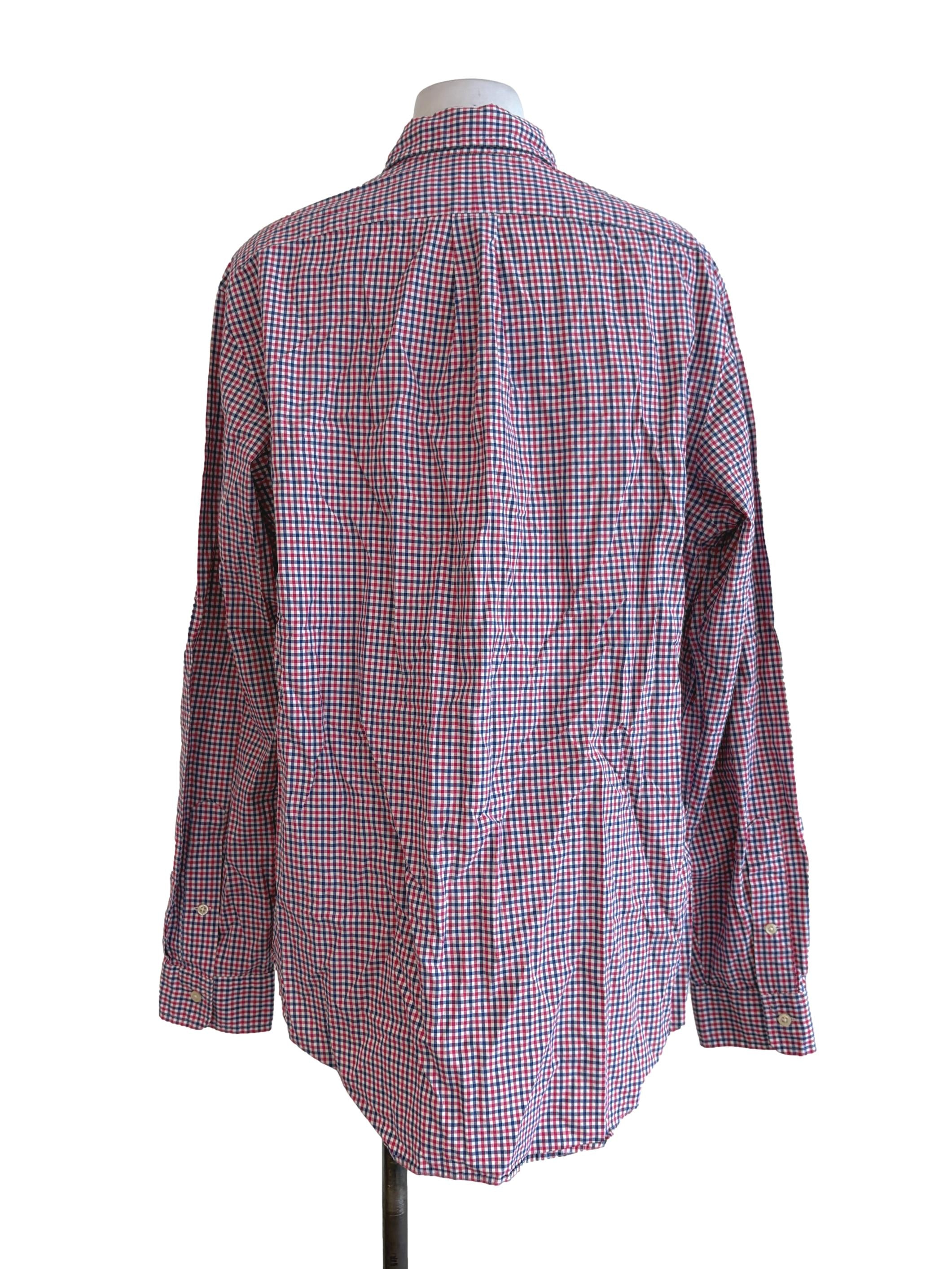 Red Blue Gingham Button Up Shirt