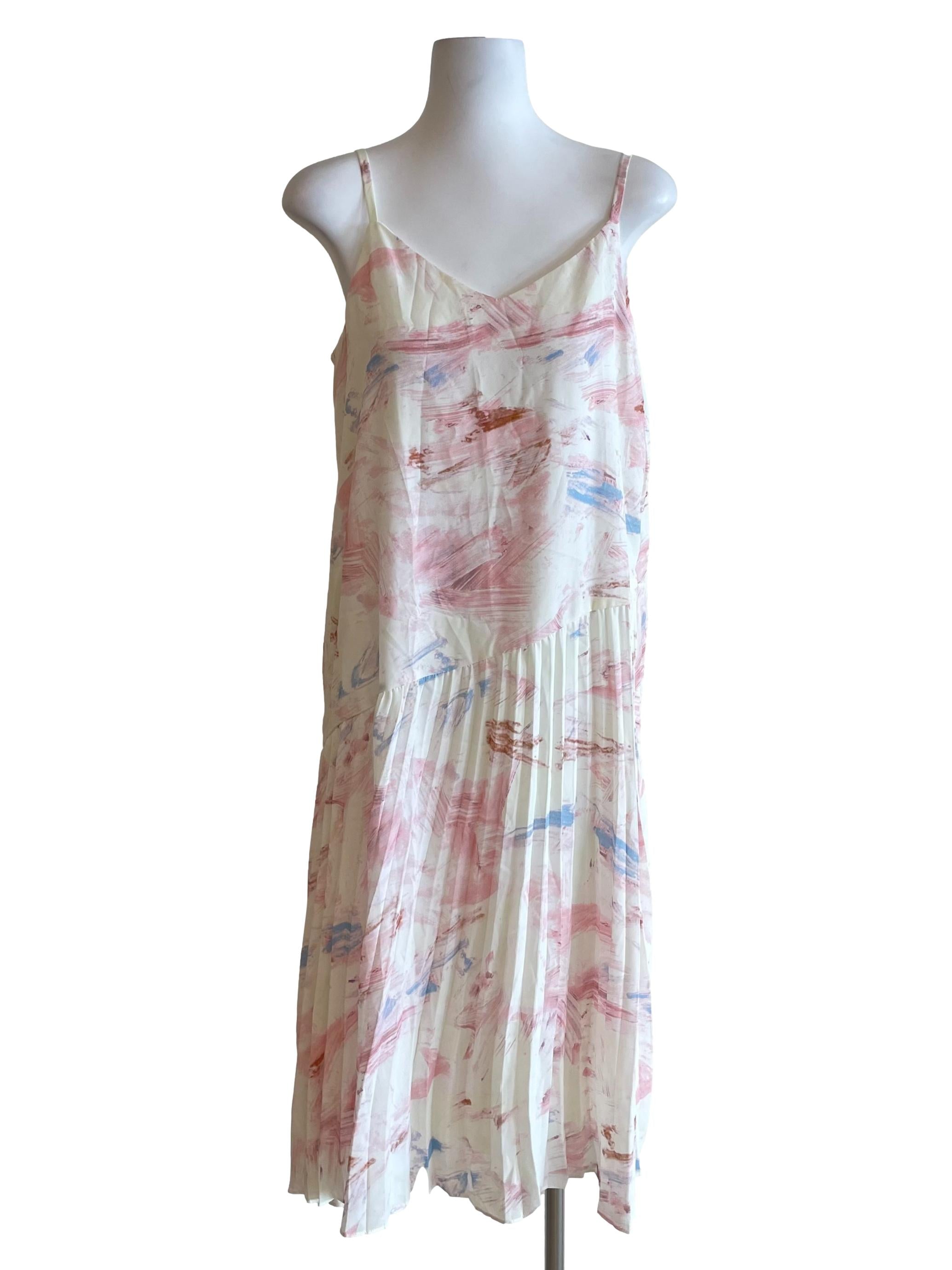 White Painting Accordion Cami Dress