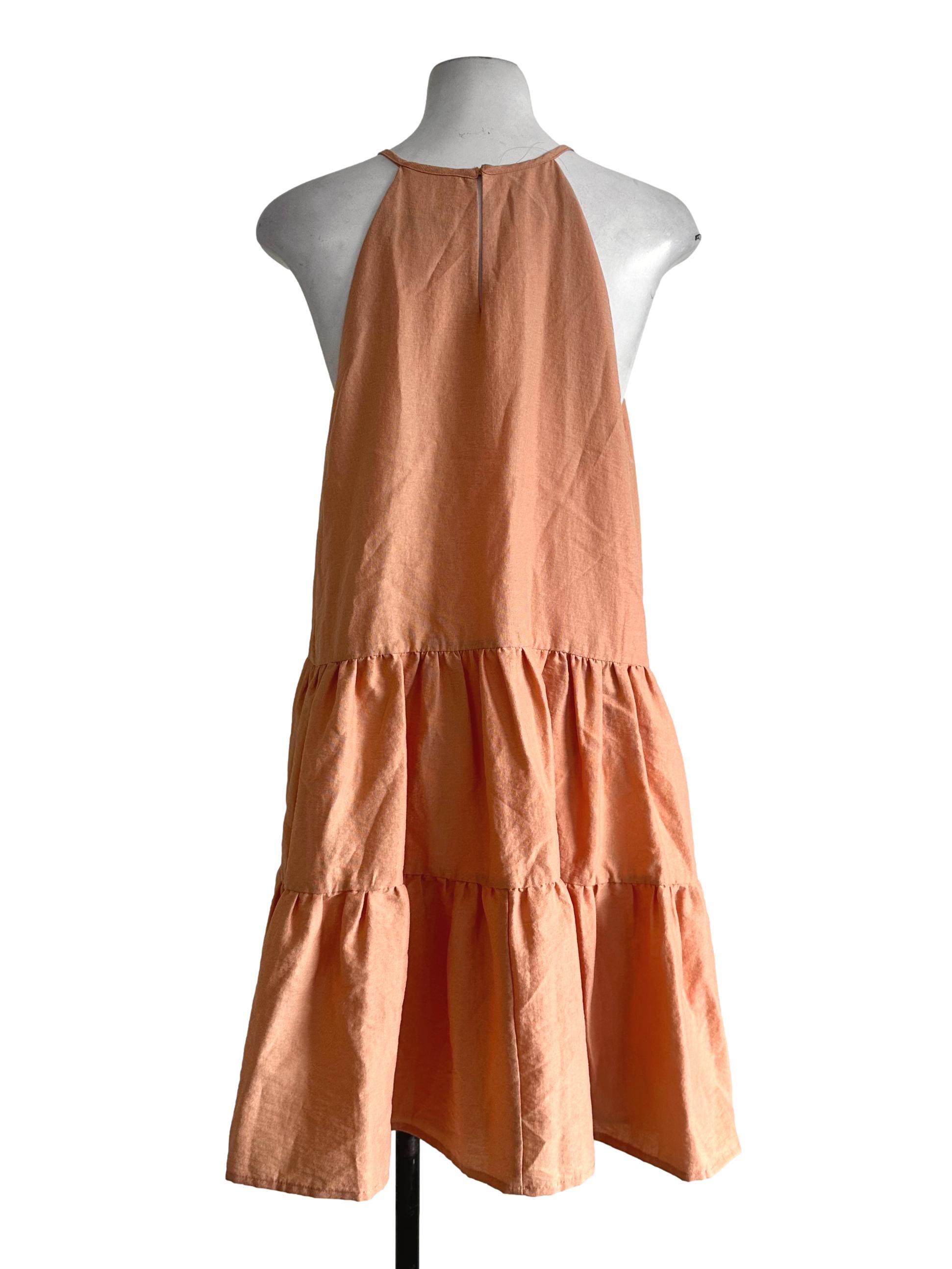 Carrot Orange Halter Neck Dress LB