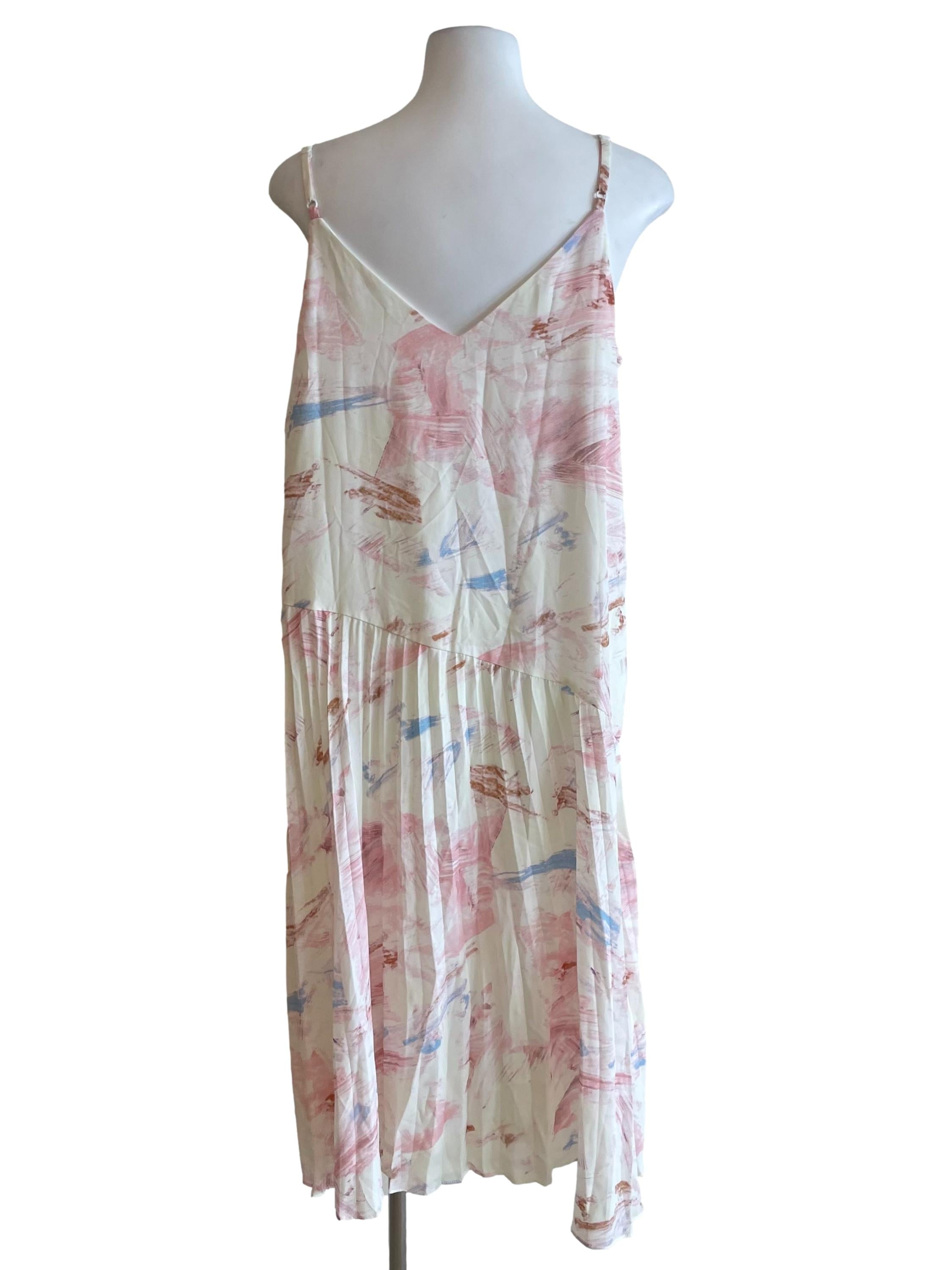 White Painting Accordion Cami Dress