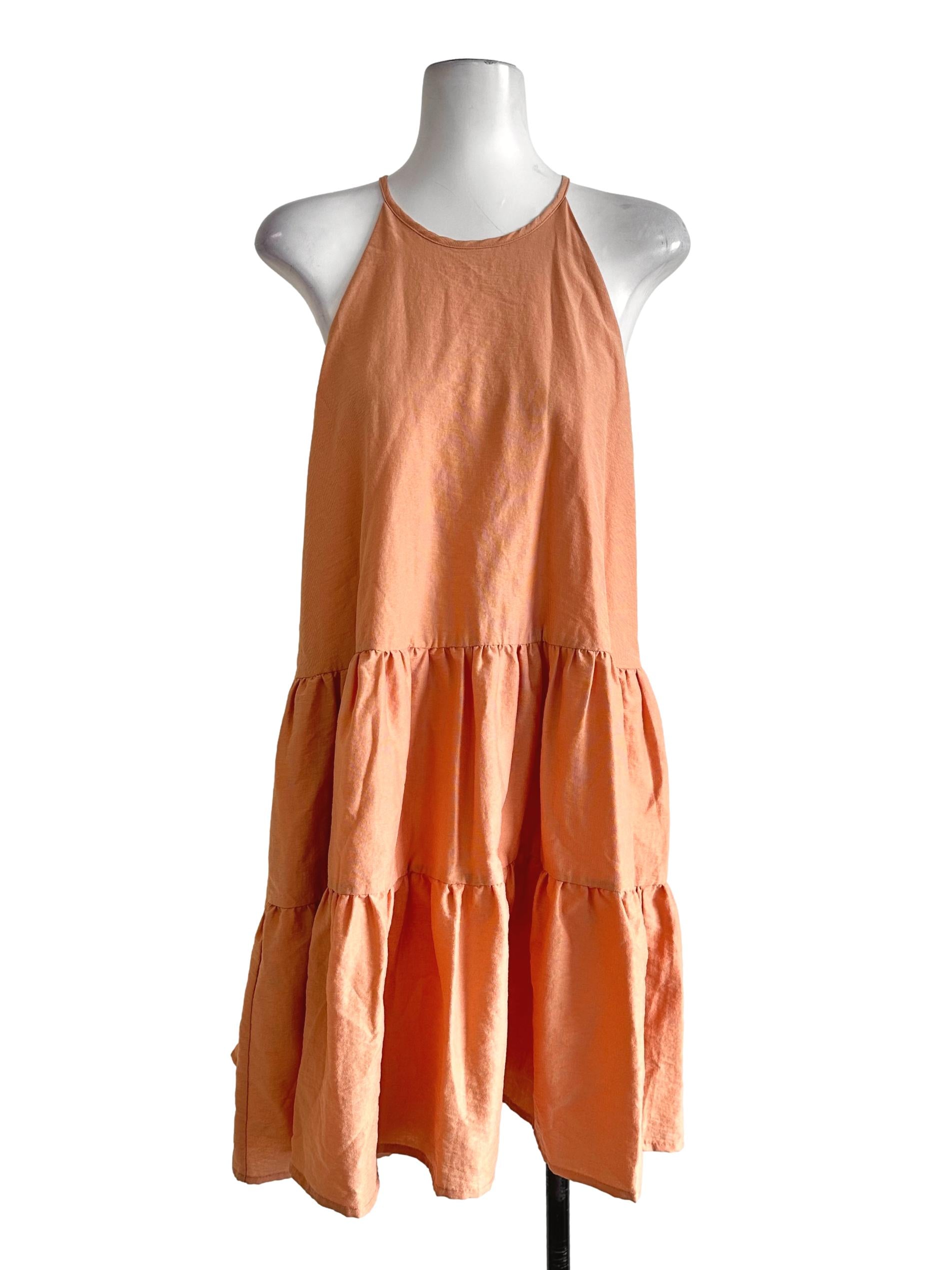 Carrot Orange Halter Neck Dress LB