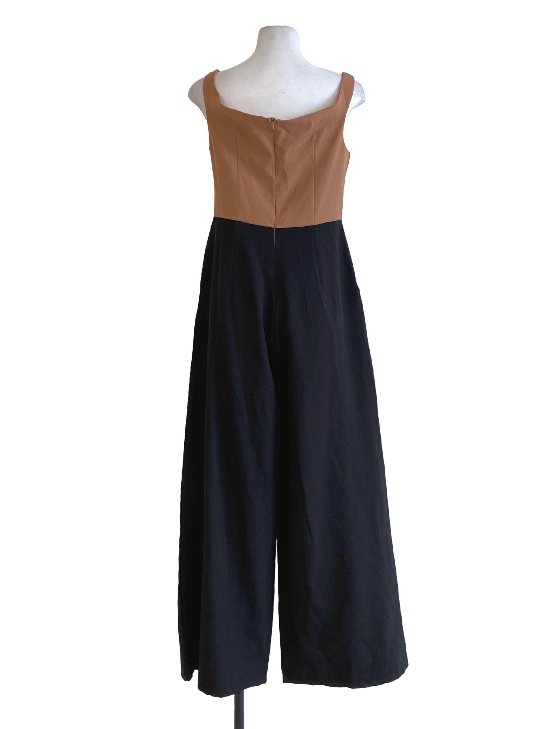 Cedar Brown Square Neck Sheath Jumpsuit