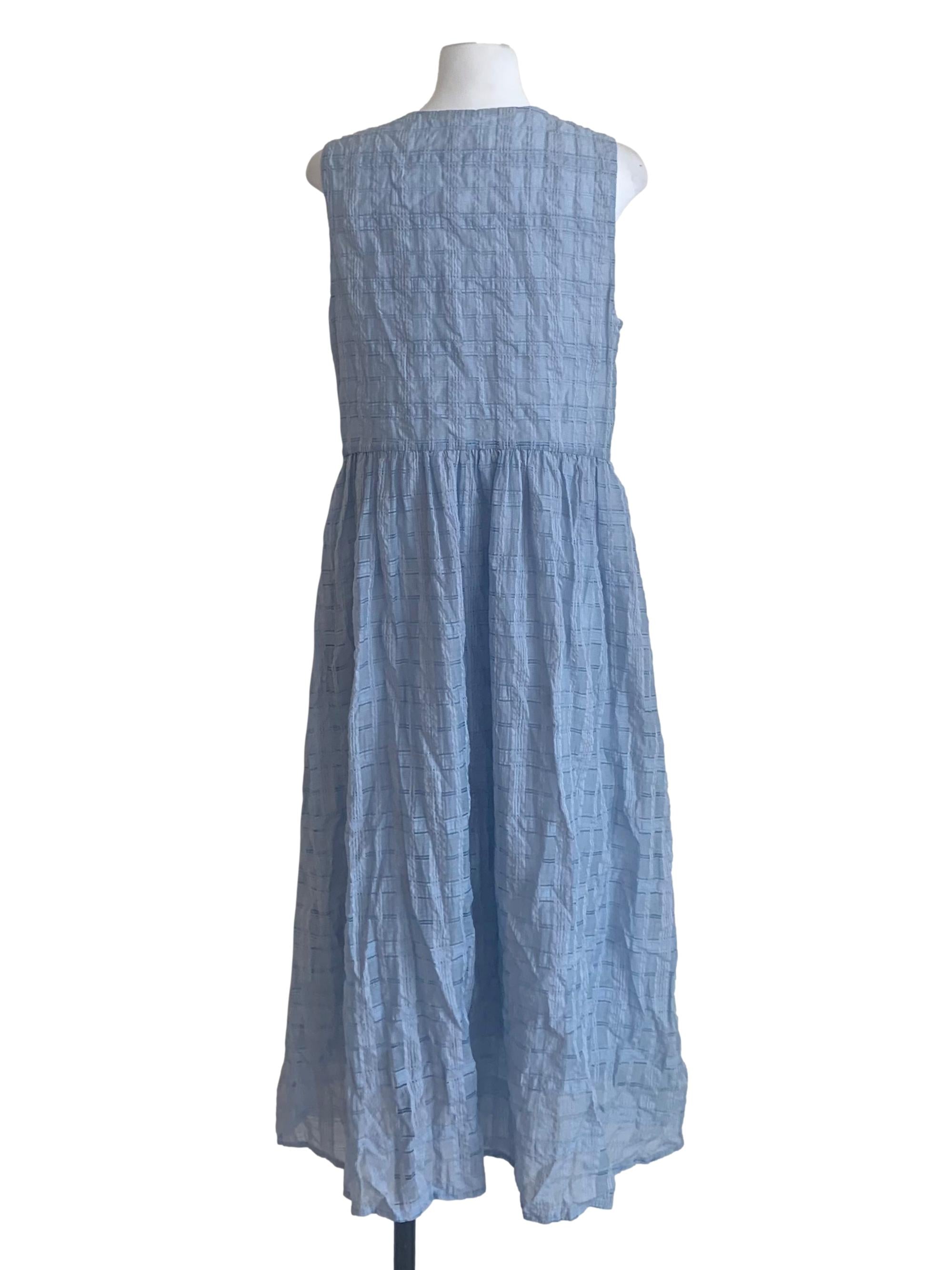 Holiday Blue Textured Cotton Wrap Dress OSN