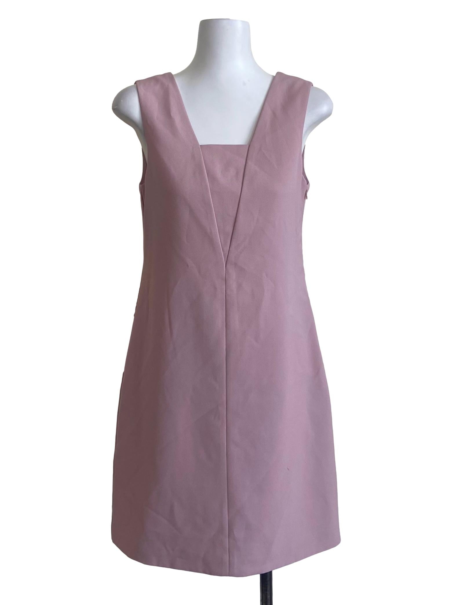 Rose Pink Twill Shift Dress