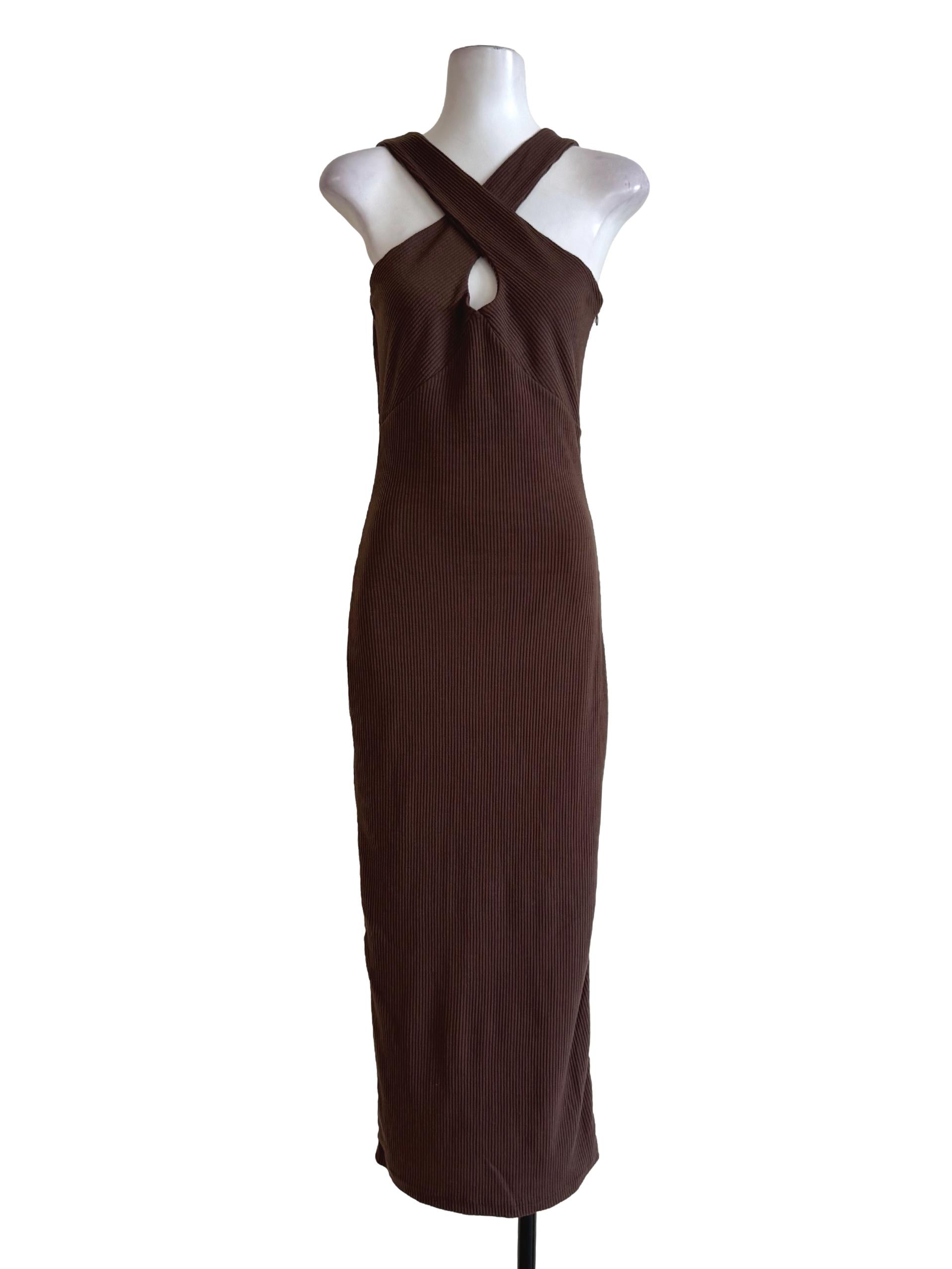 Dark Brown Knitted Bodycon Dress