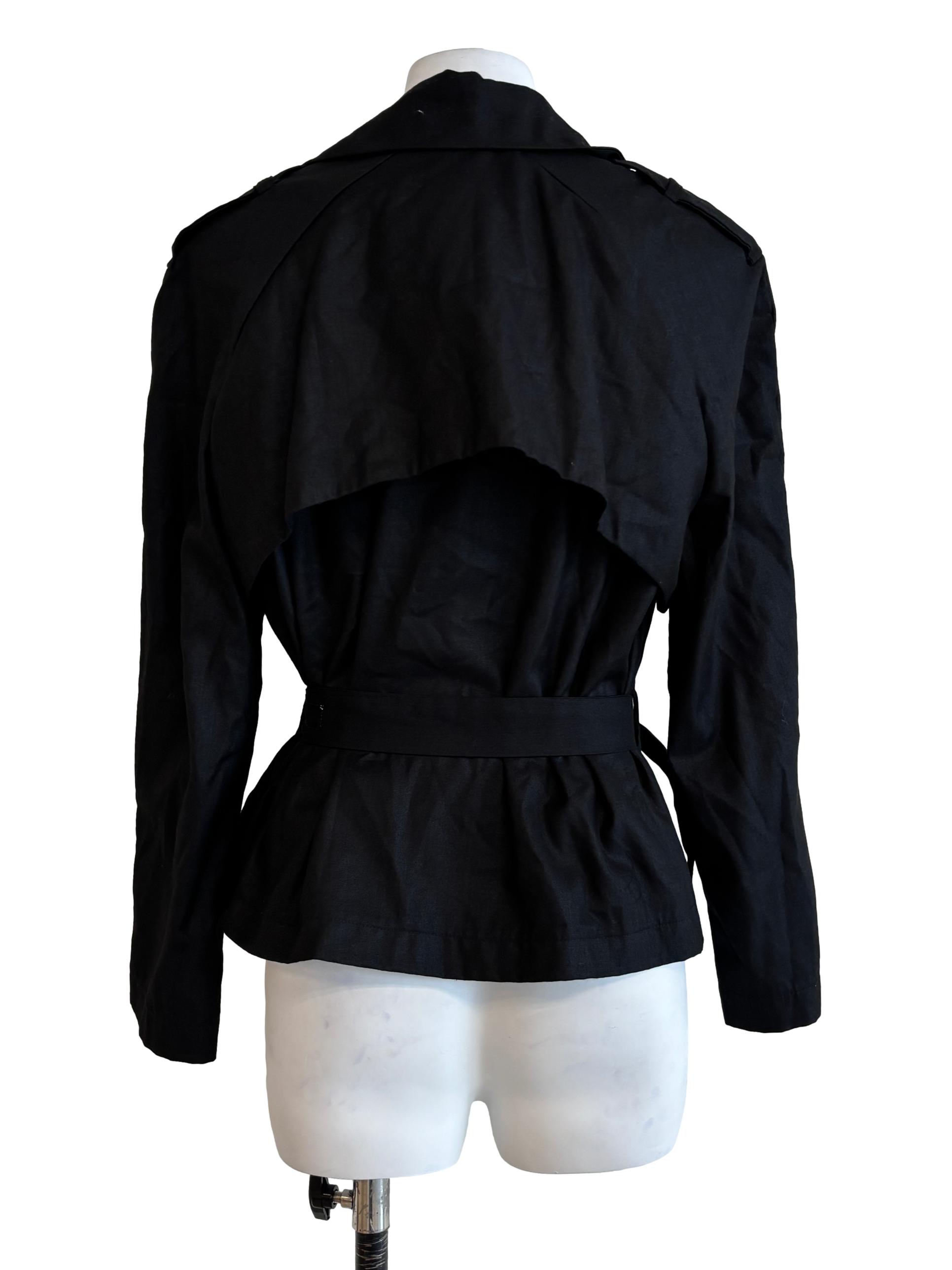 Jet Black Cropped Trench Coat