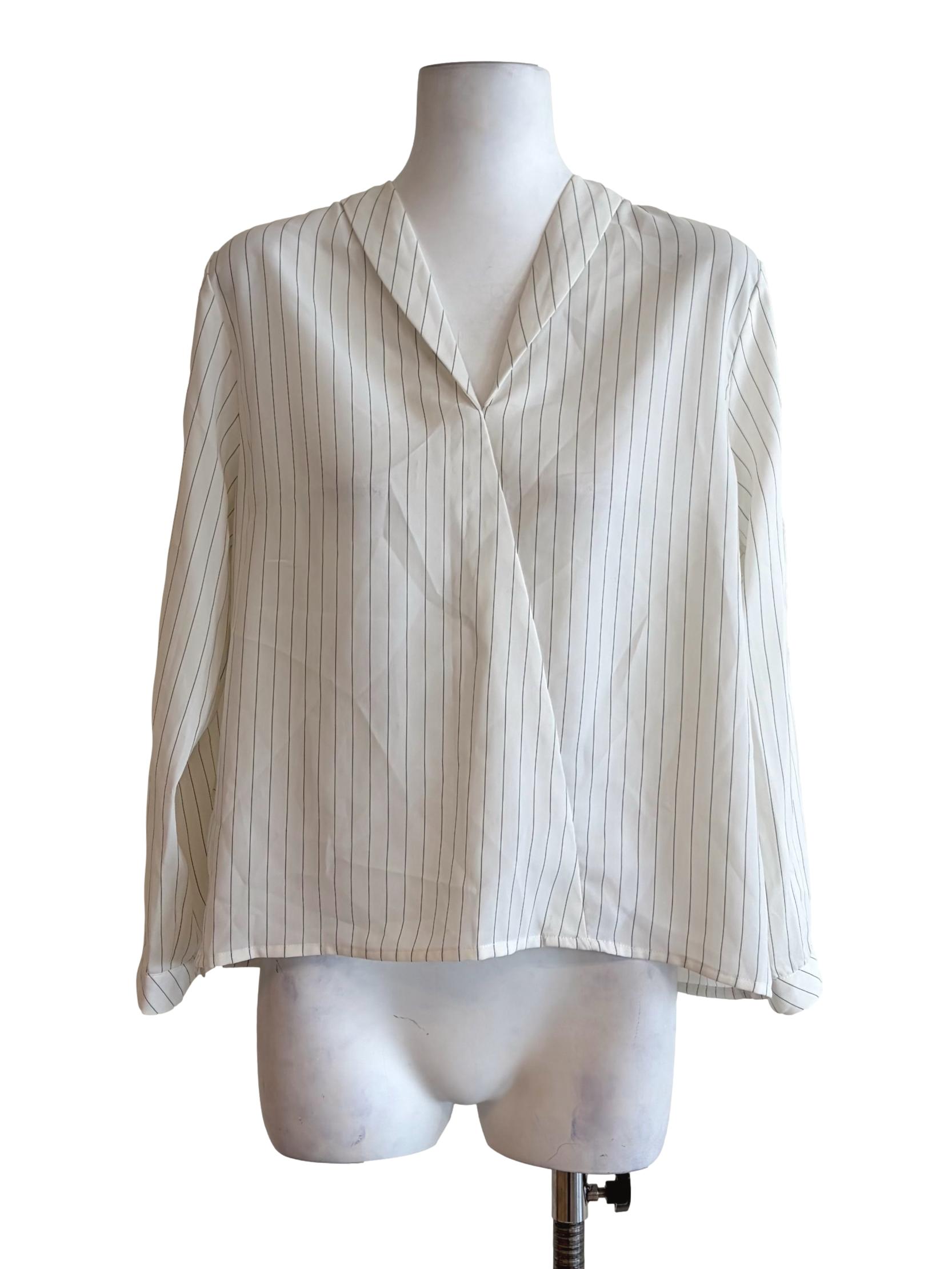Porcelain White Stripes Long Sleeves Top TCL
