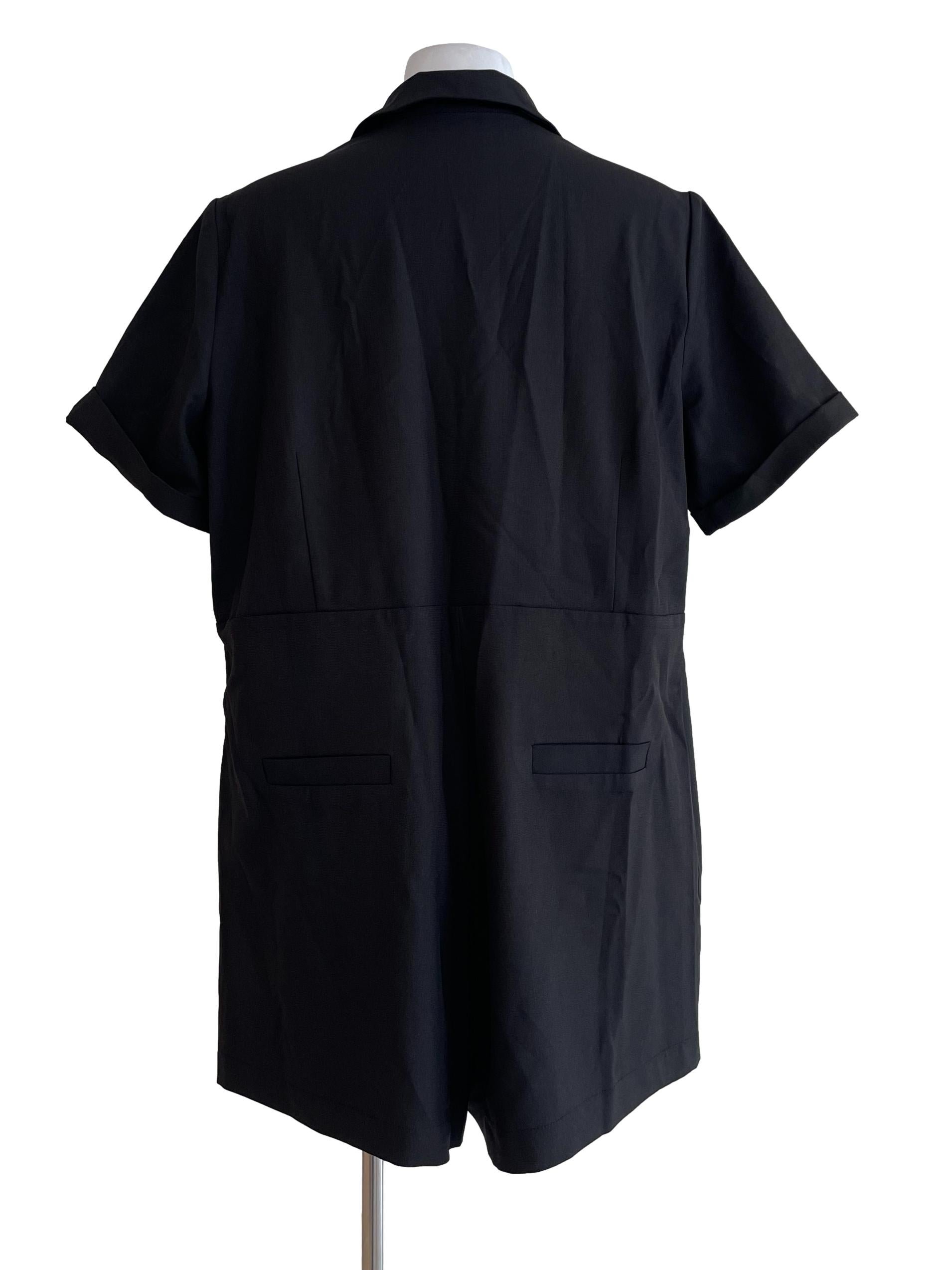 Black Double Breasted Rompers