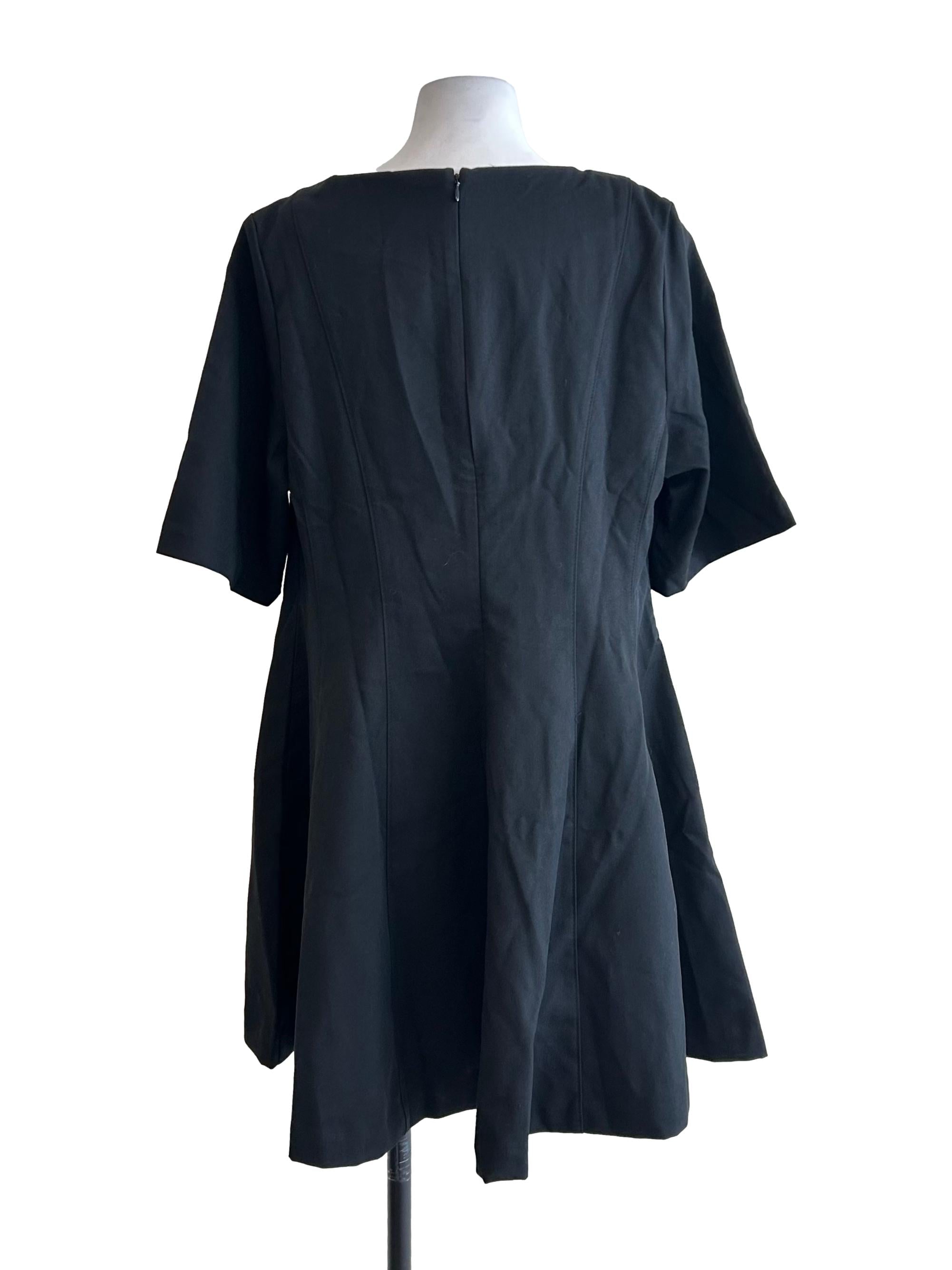 Black Short Sleeve Flare Dress