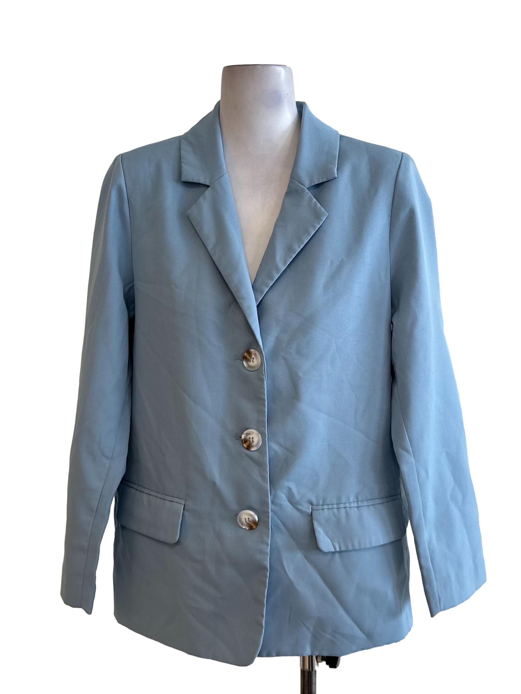Baby Blue Collar Button Blazer