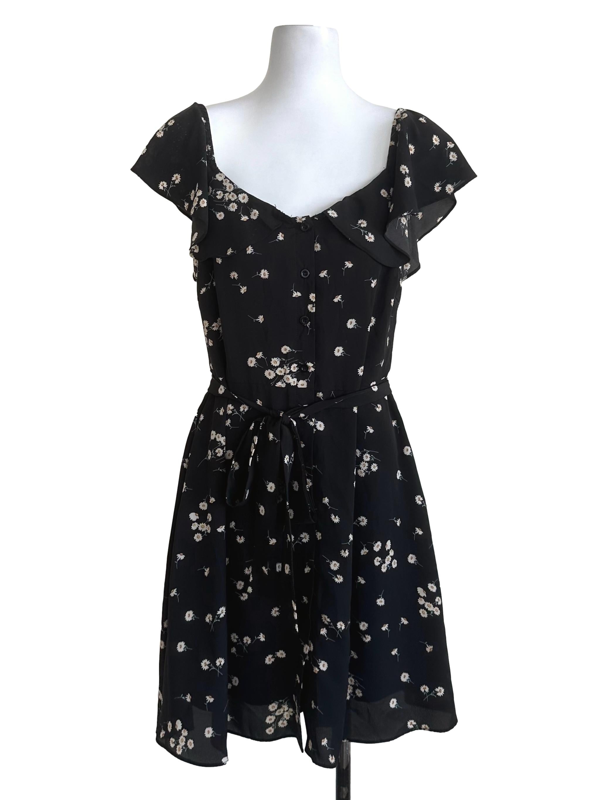 Black Floral Pattern Dress