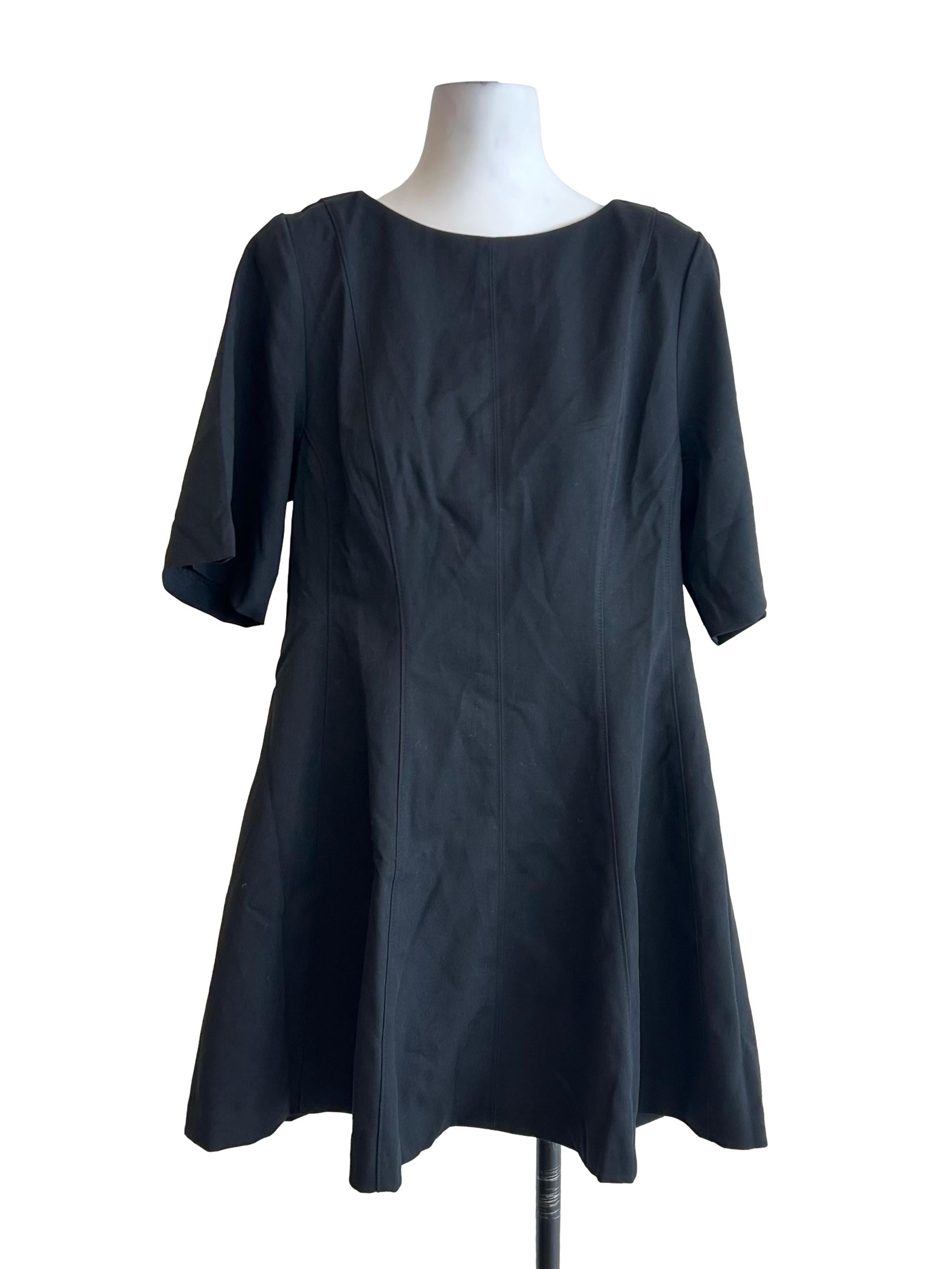 Black Short Sleeve Flare Dress