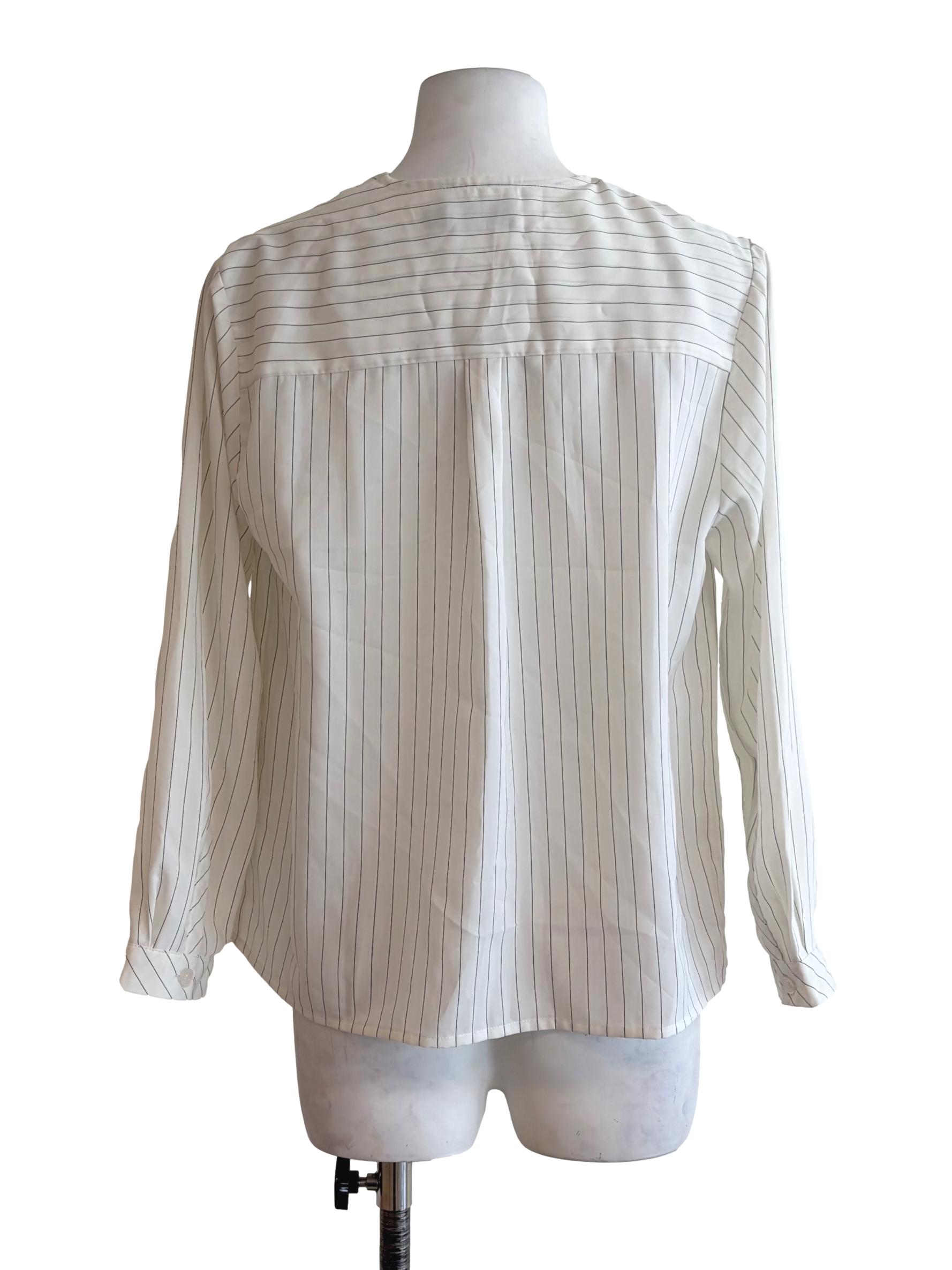 Porcelain White Stripes Long Sleeves Top TCL