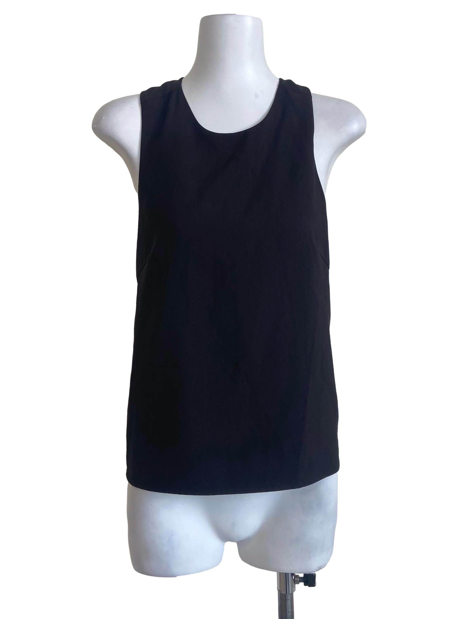 Black Sleeveless Herringbone Top