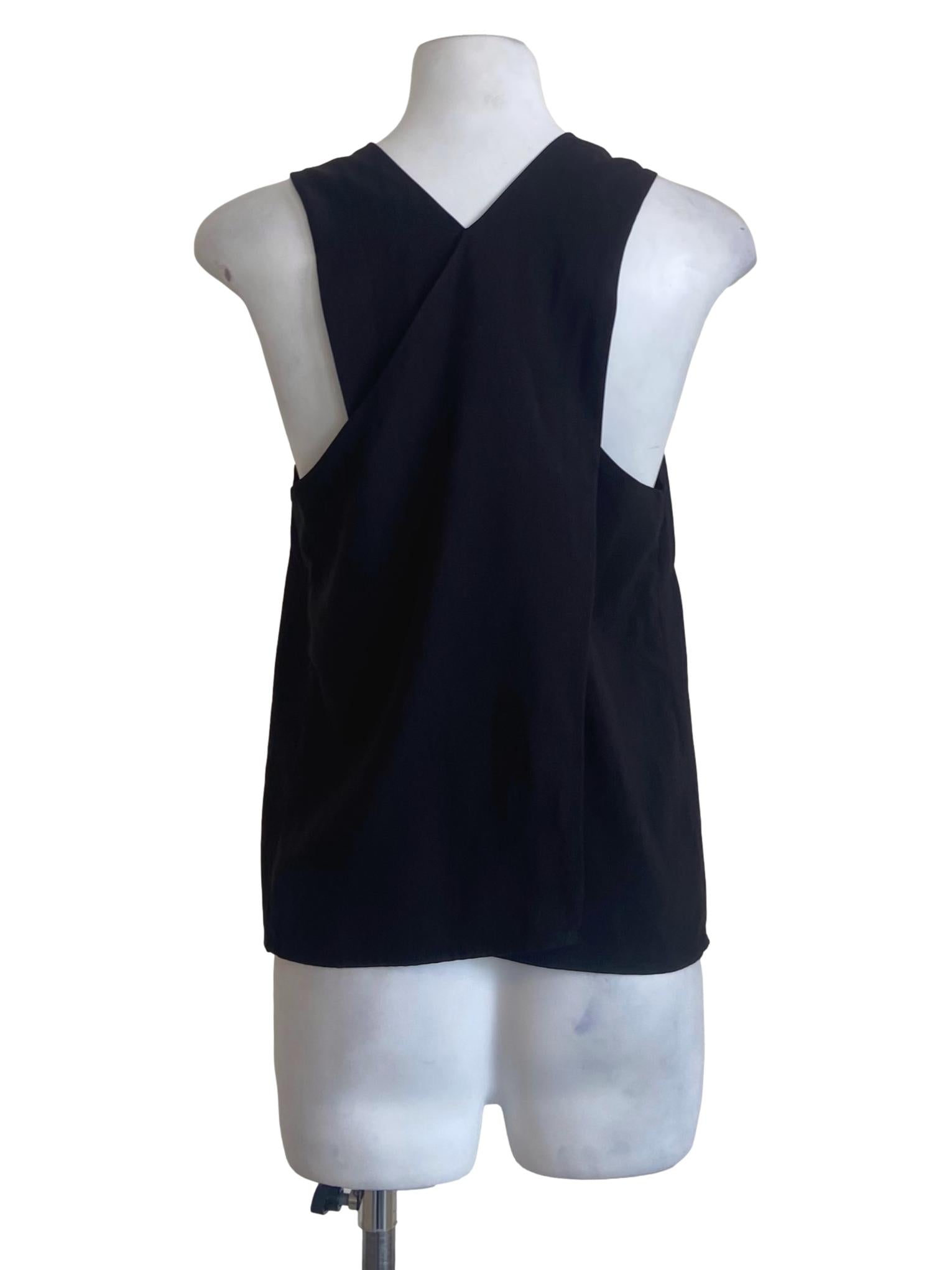 Black Sleeveless Herringbone Top