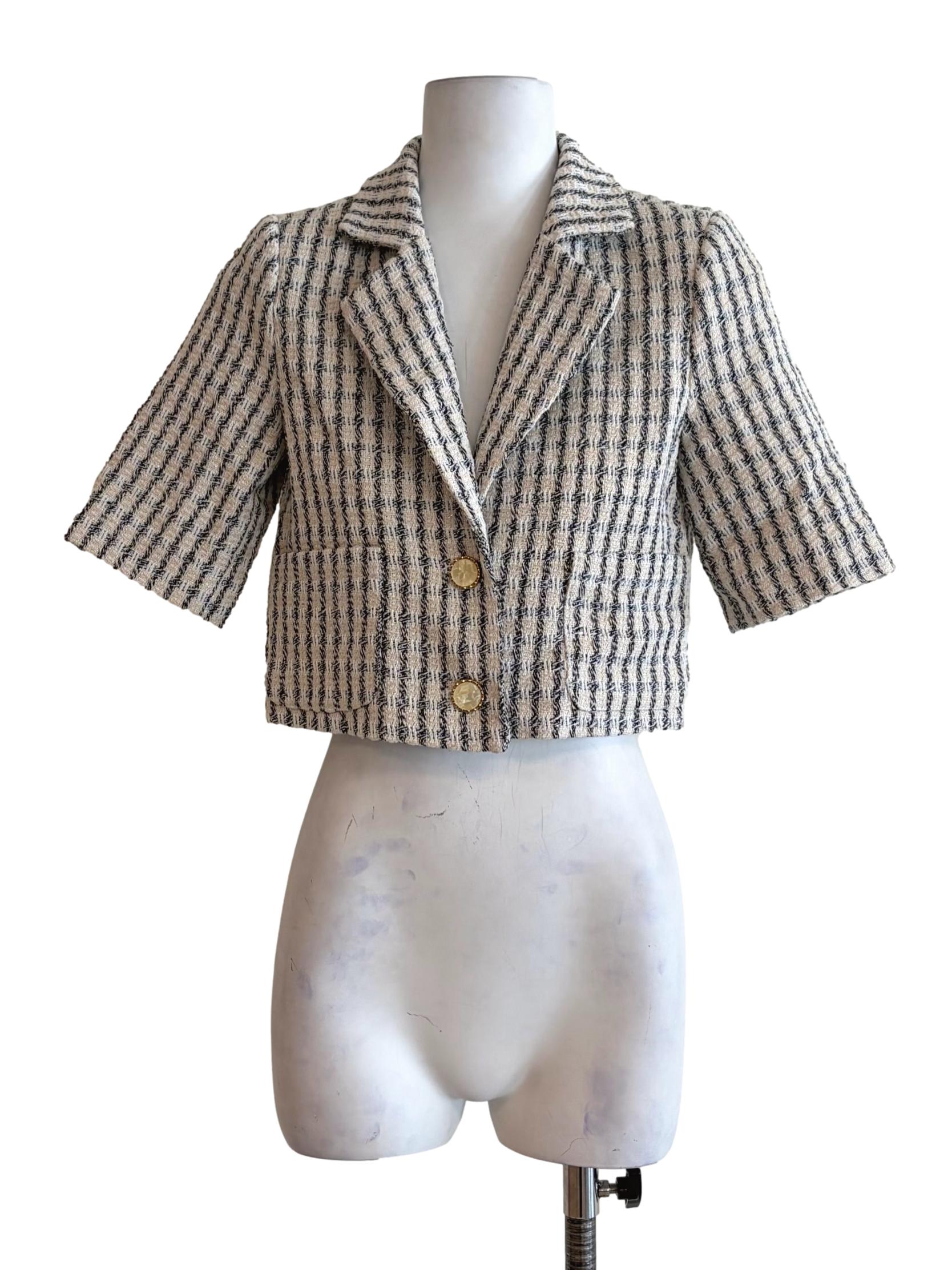 Daisy White Tweed Crop Blazer TWL