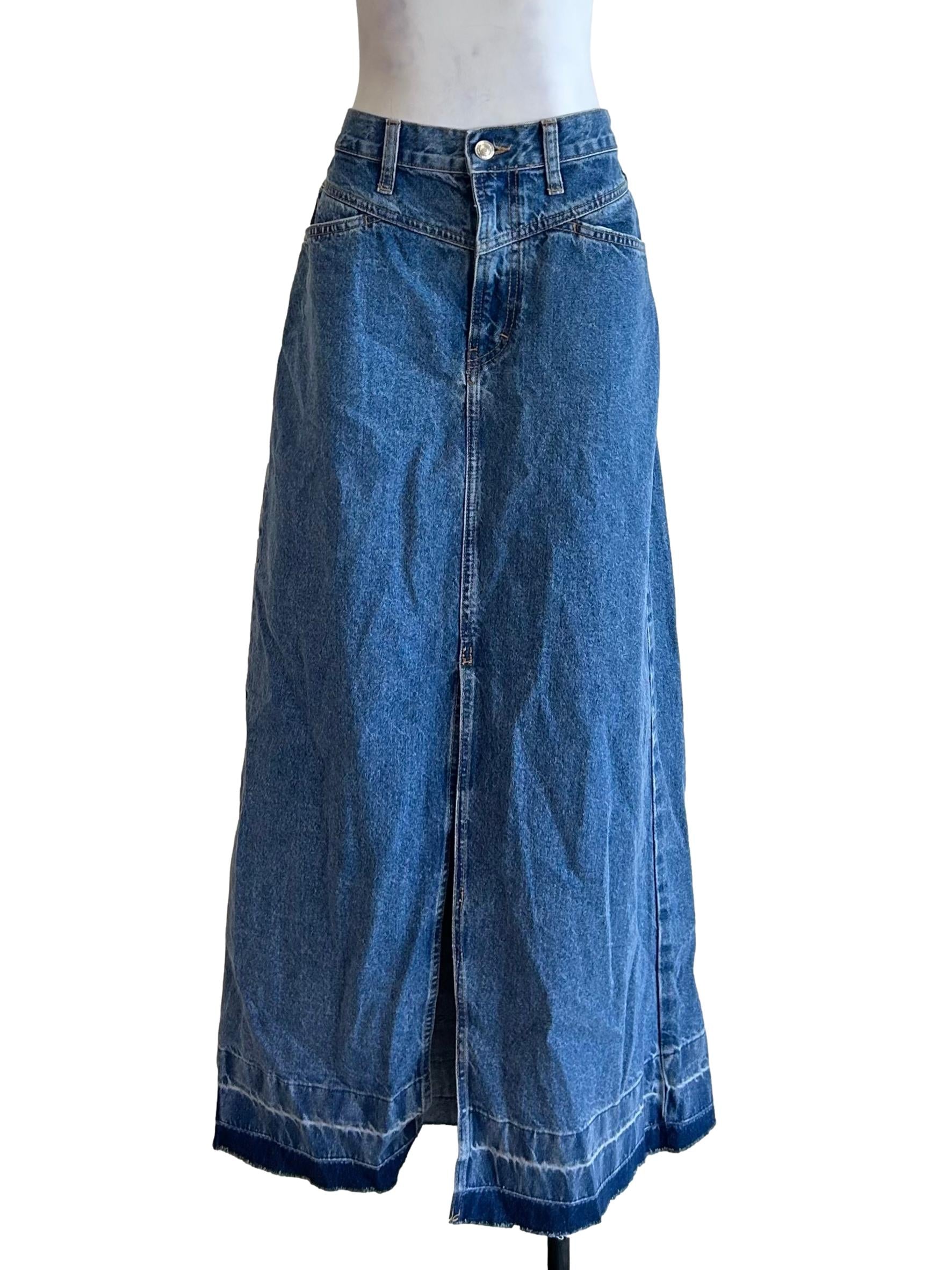 Blue High Waisted Denim Skirt