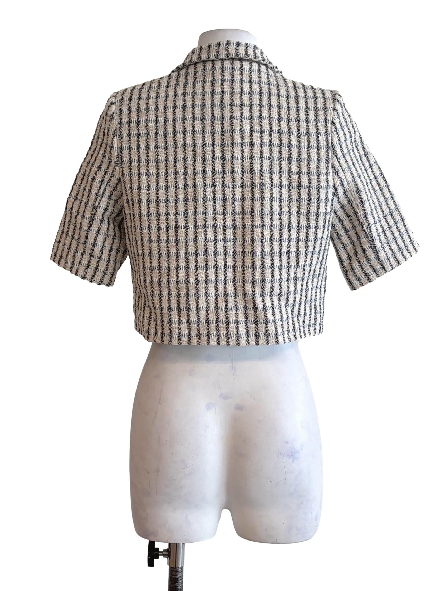 Daisy White Tweed Crop Blazer TWL