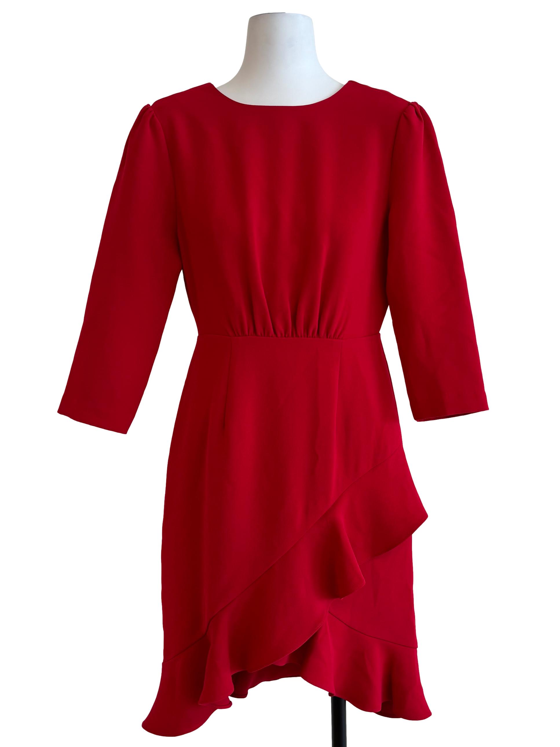 Apple Red Ruffle Sheath Dress