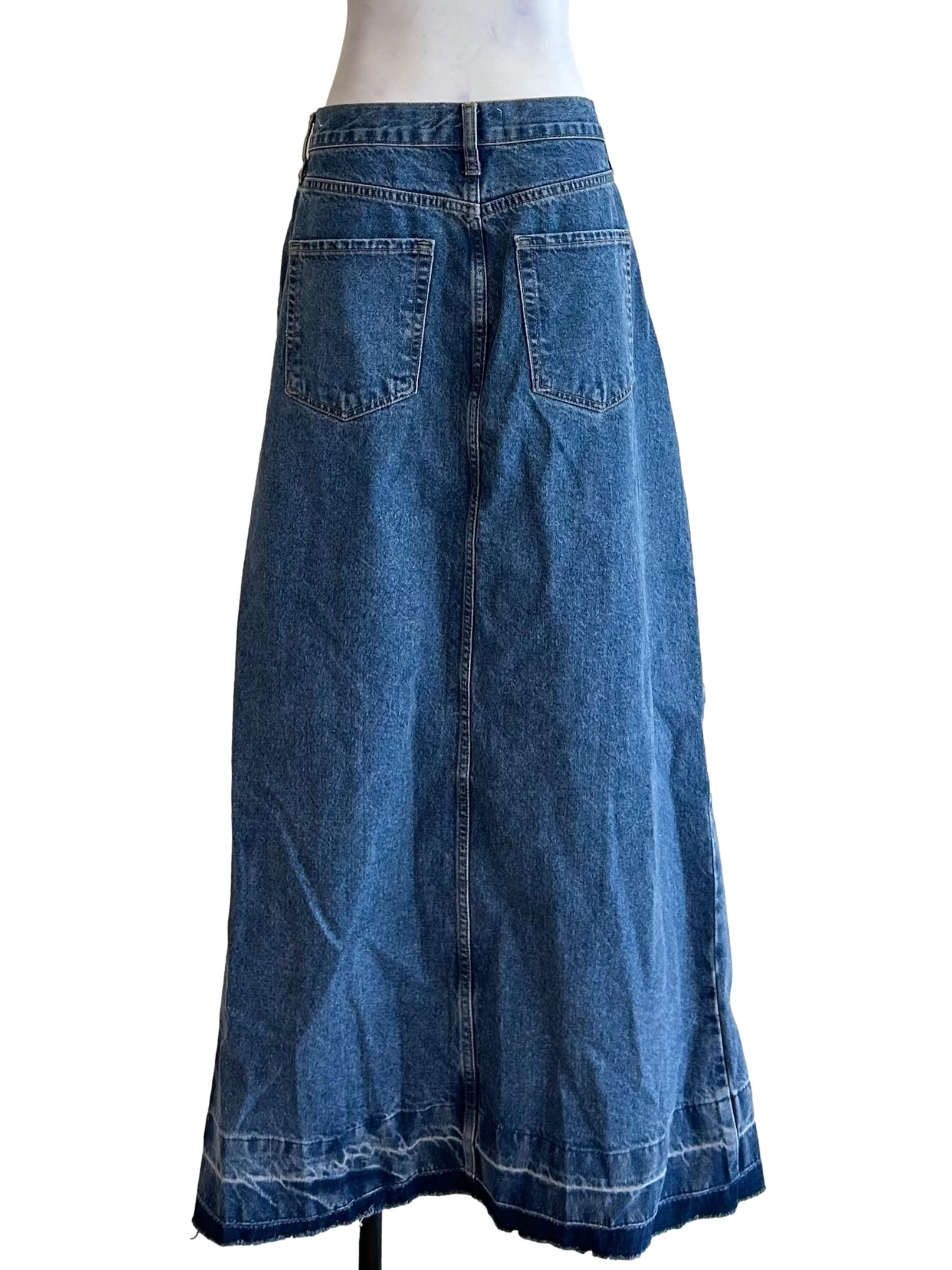 Blue High Waisted Denim Skirt