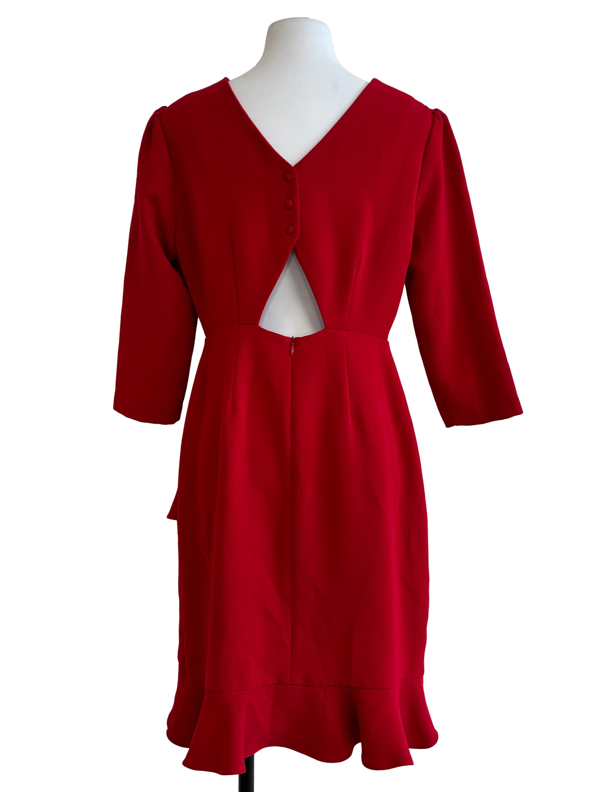 Apple Red Ruffle Sheath Dress