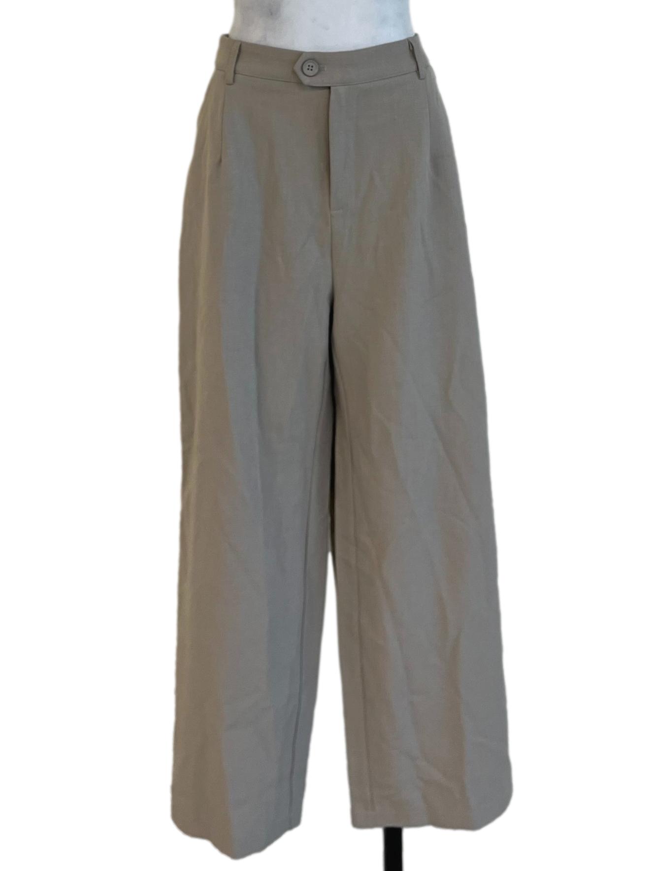 Beige Plain Formal Pants