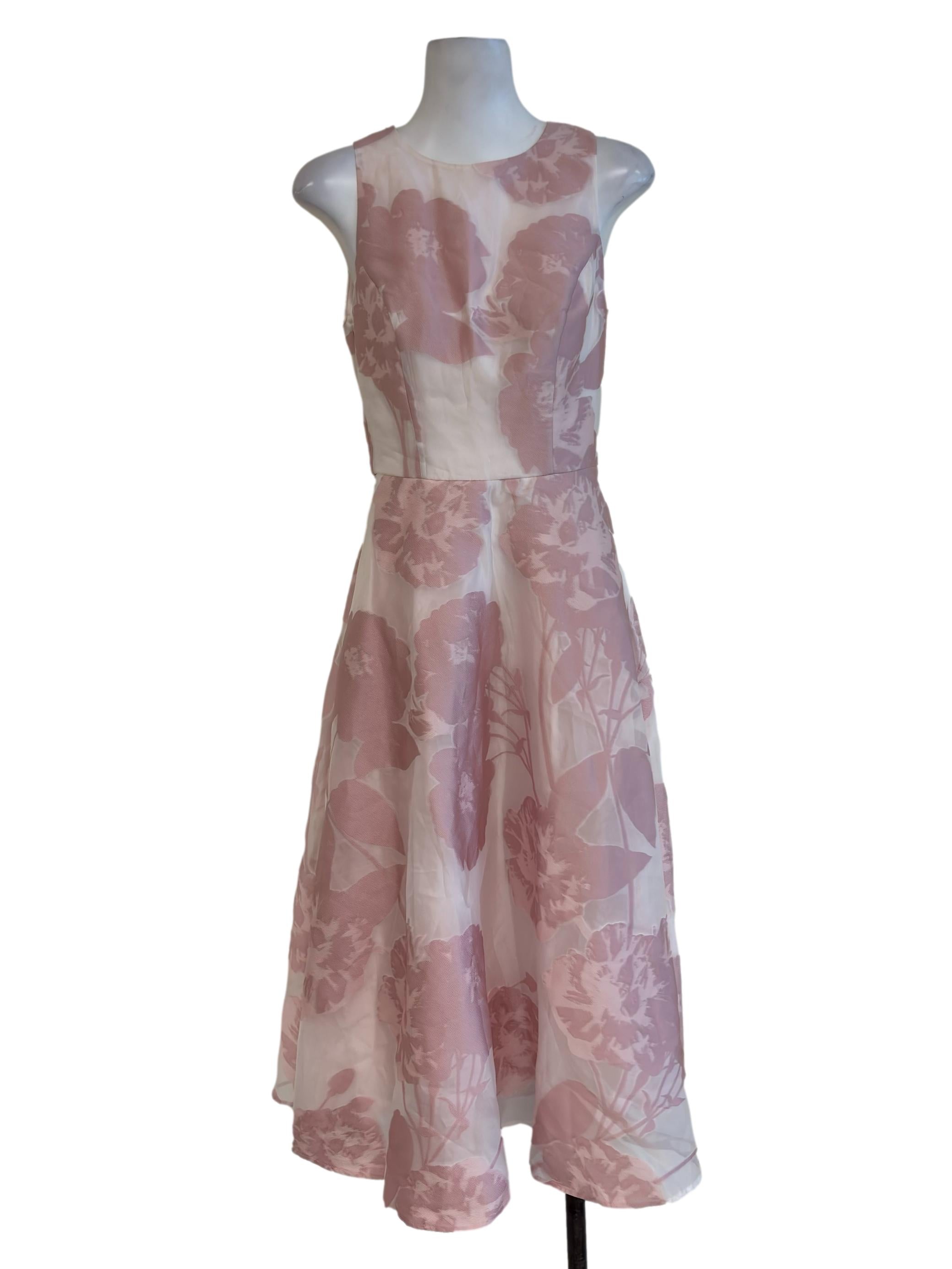 Flamingo Pink Floral A-Line Dress