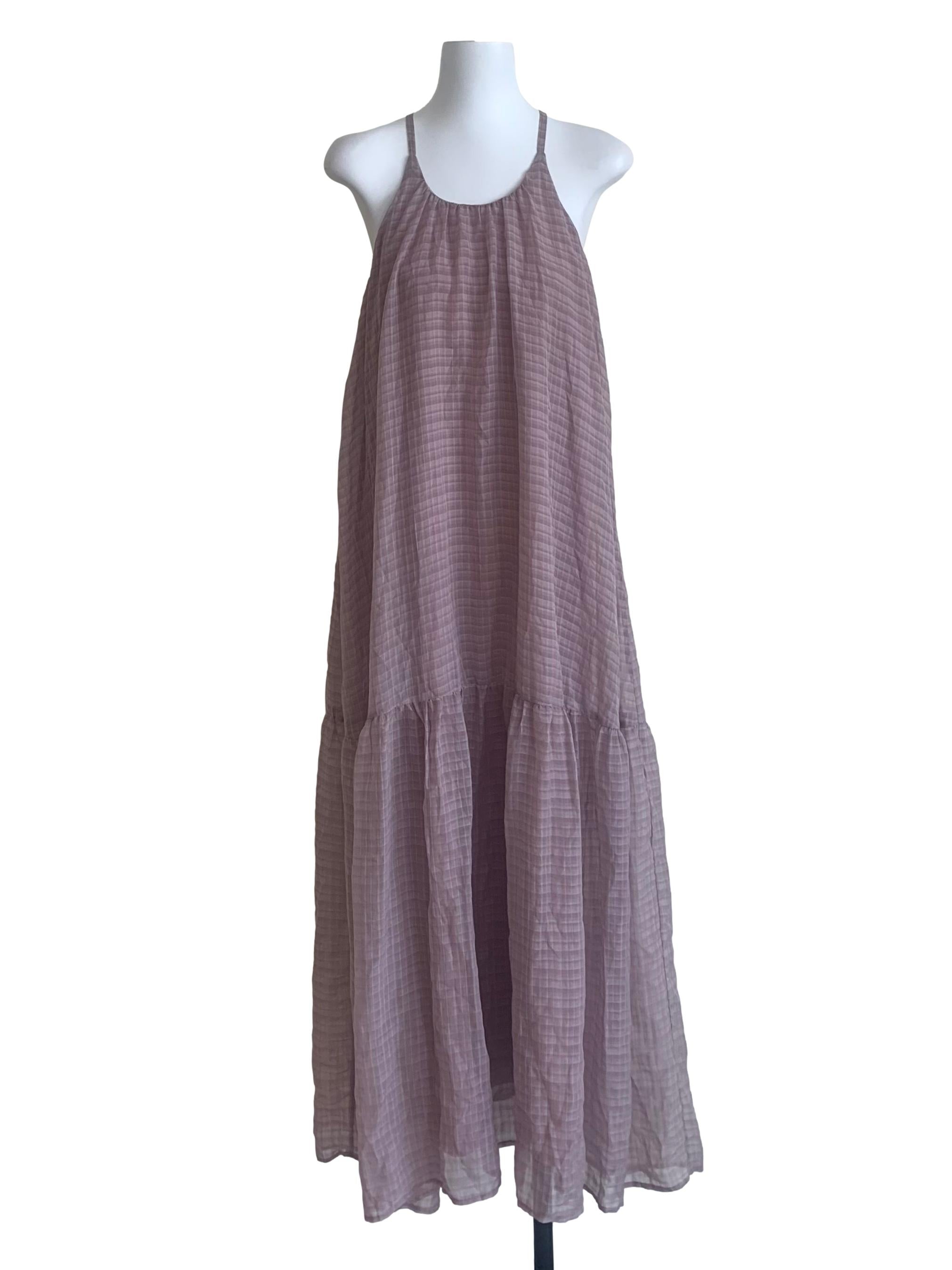 Mauve Purple Plaid Pattern Dropwaist Dress